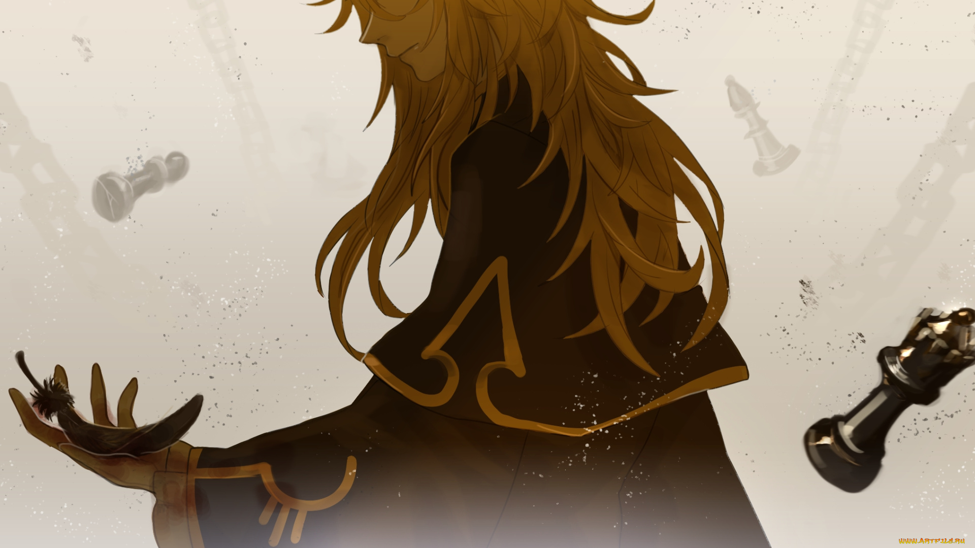 аниме, pandora, hearts, мантия, перо, шахматы, цепь, парень, vincent, nightray