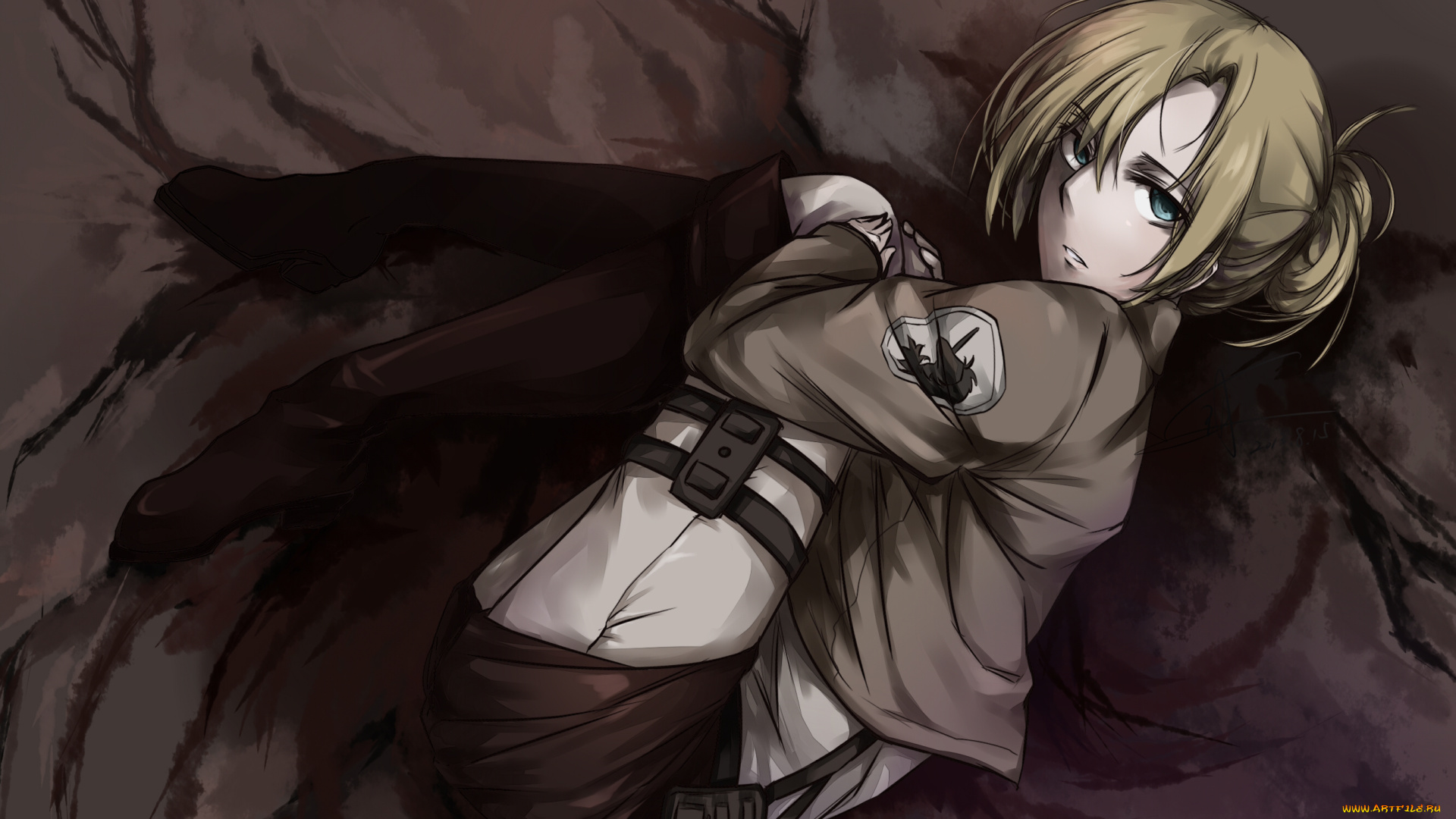 аниме, shingeki, no, kyojin, солдат, поза, взгляд, annie, leonhardt, девушка