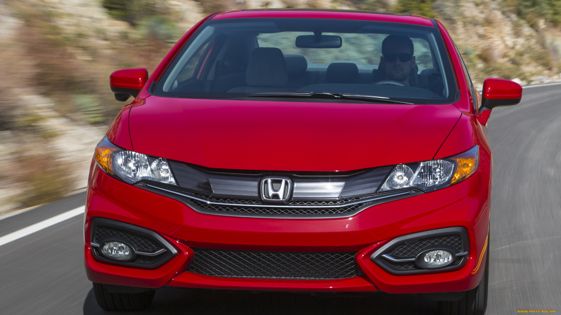 автомобили, honda, civic, красный, coupe, 2014г