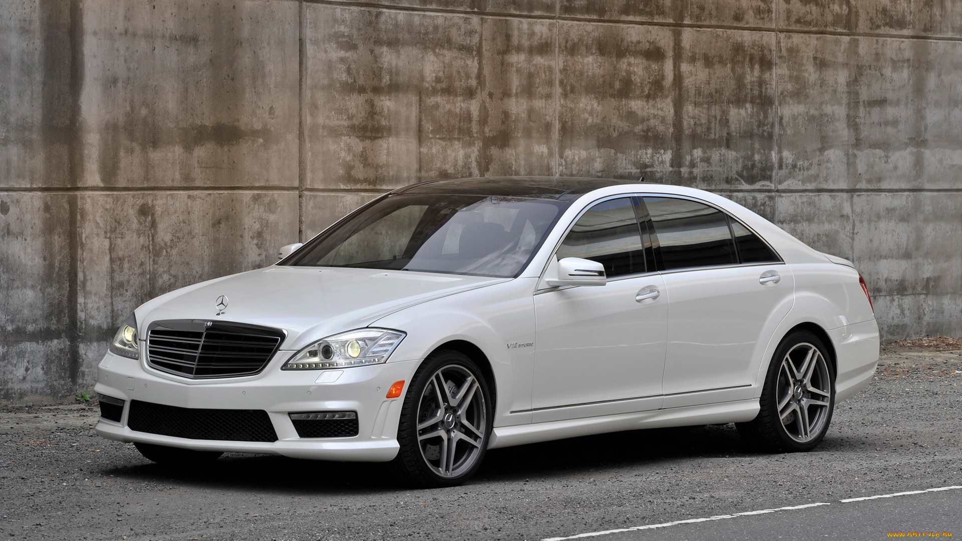 автомобили, mercedes-benz, шоссе, стена, дорога, престиж, белый, sl65