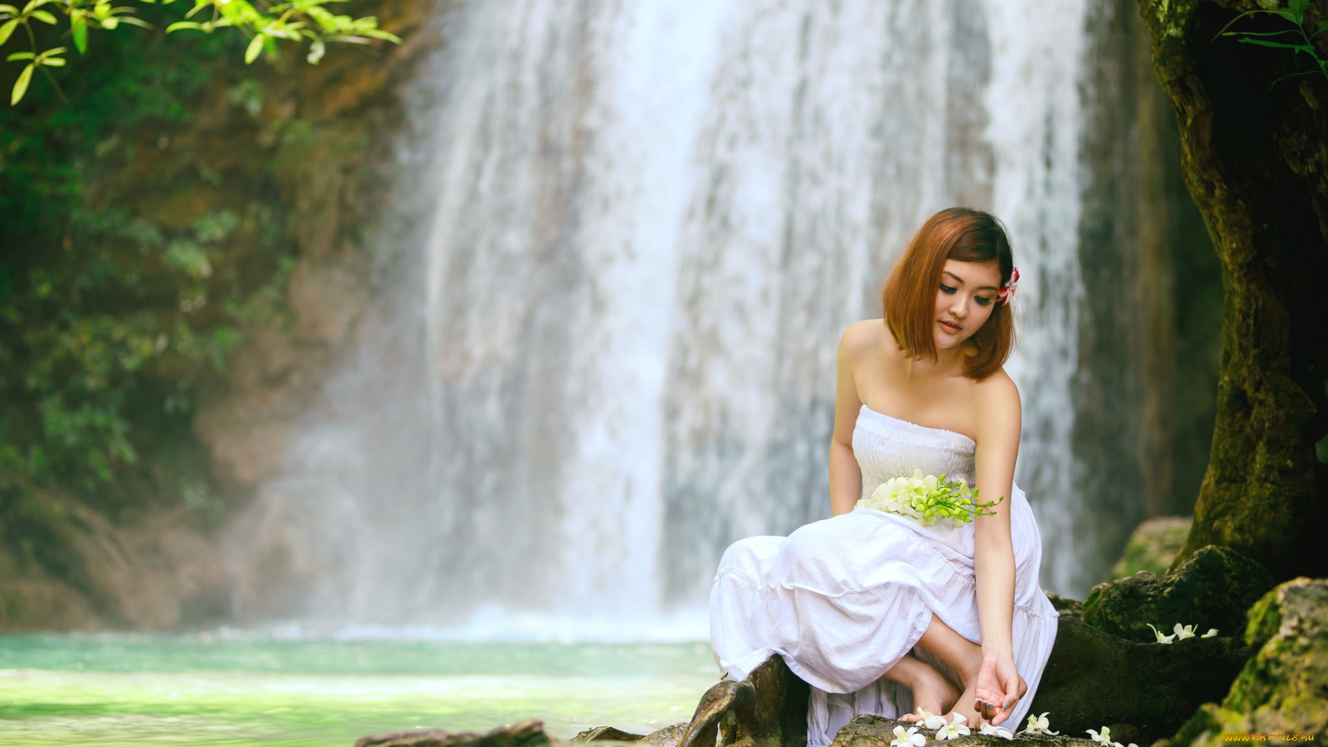 девушки, -unsort, , азиатки, водопад