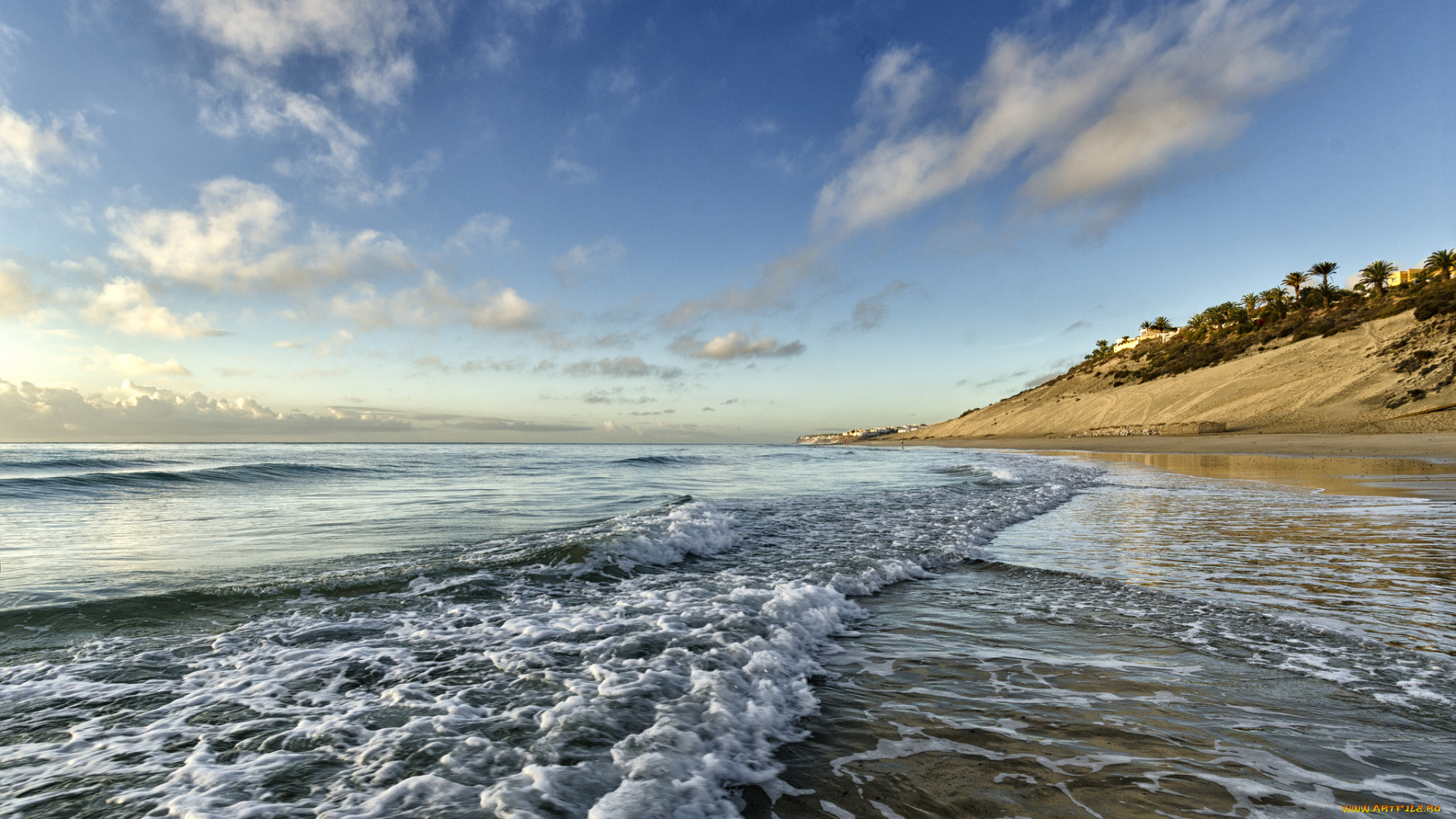 природа, побережье, волны, горизонт, пляж, океан