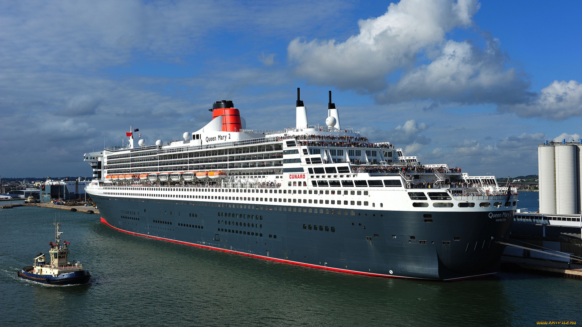 queen, mary, 2, корабли, разные, вместе, порт, лайнер, круизный, причал