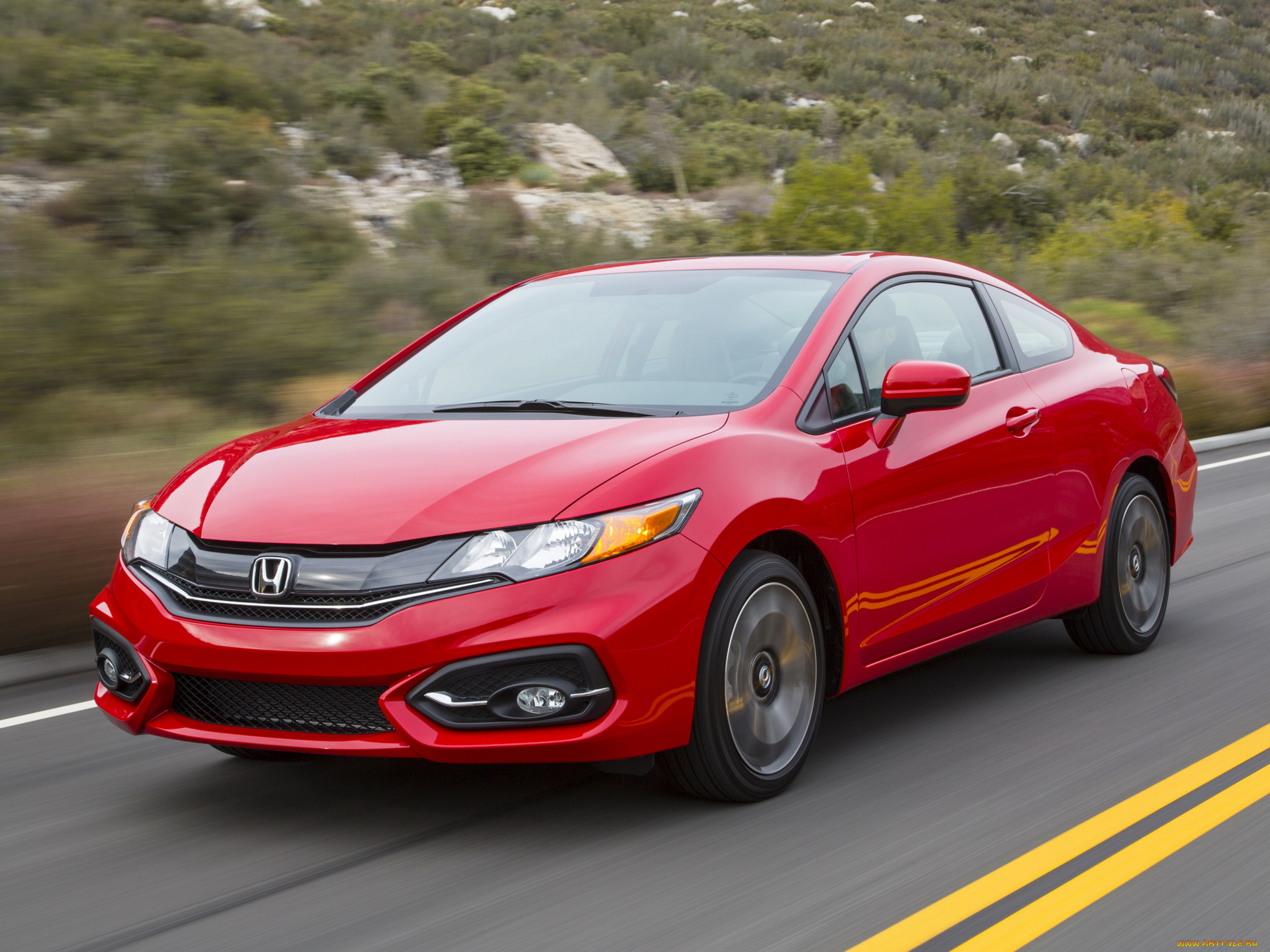 автомобили, honda, красный, 2014г, coupe, civic