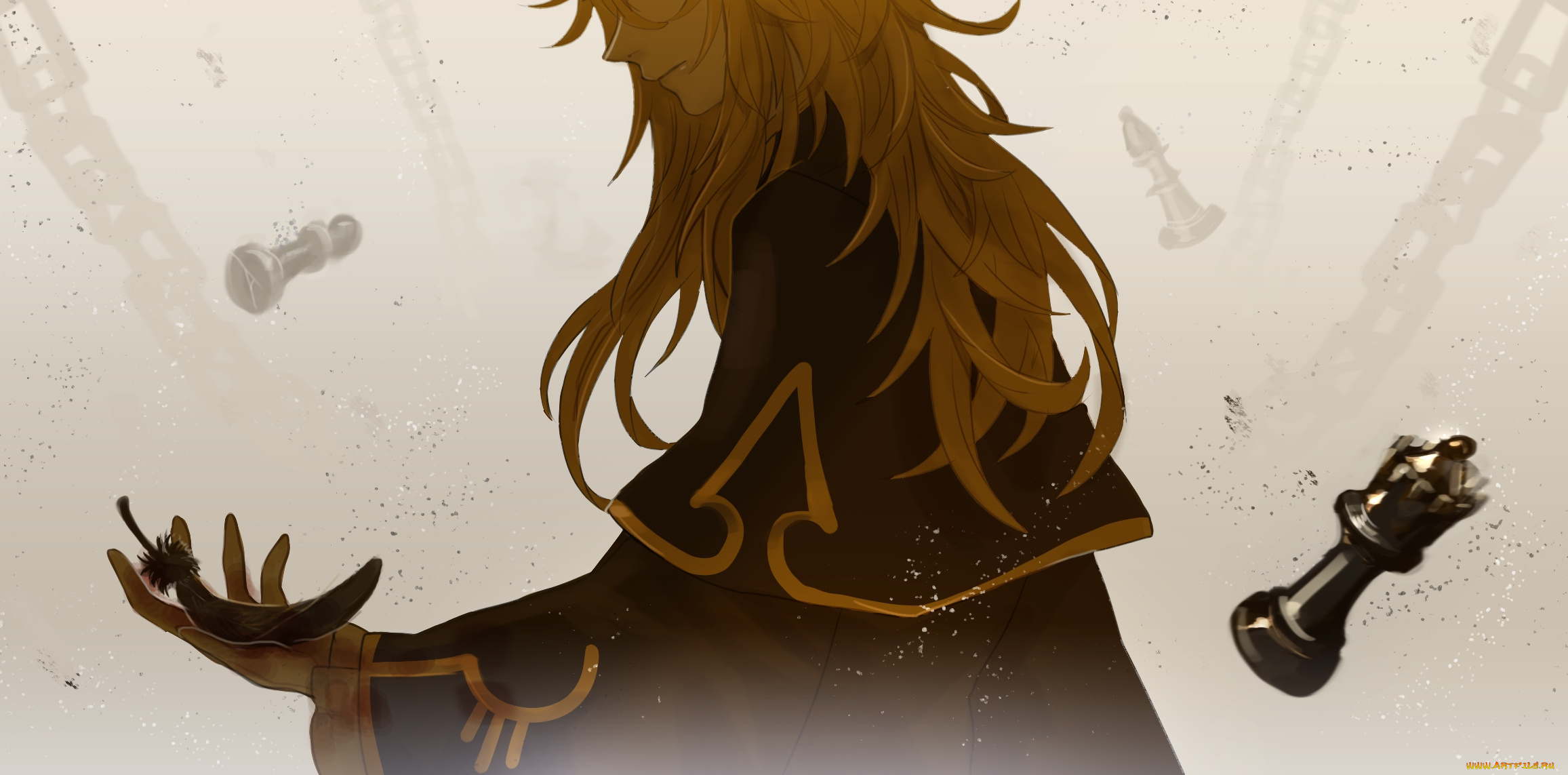 аниме, pandora, hearts, мантия, перо, шахматы, цепь, парень, vincent, nightray