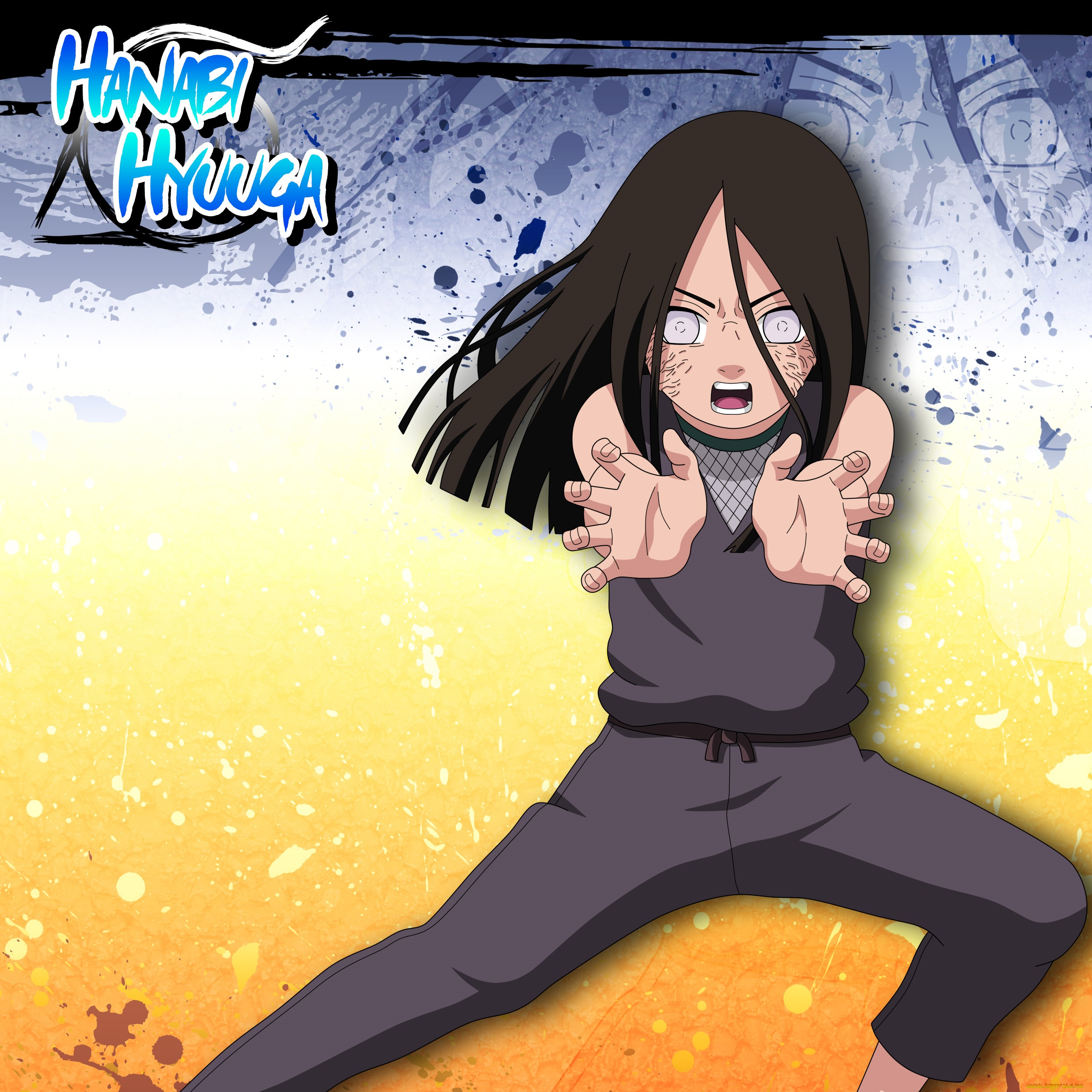 аниме, naruto, ладонь, мягкая, девочка, персонаж, бьякуган, хьюга, шатенка, ханаби, техника