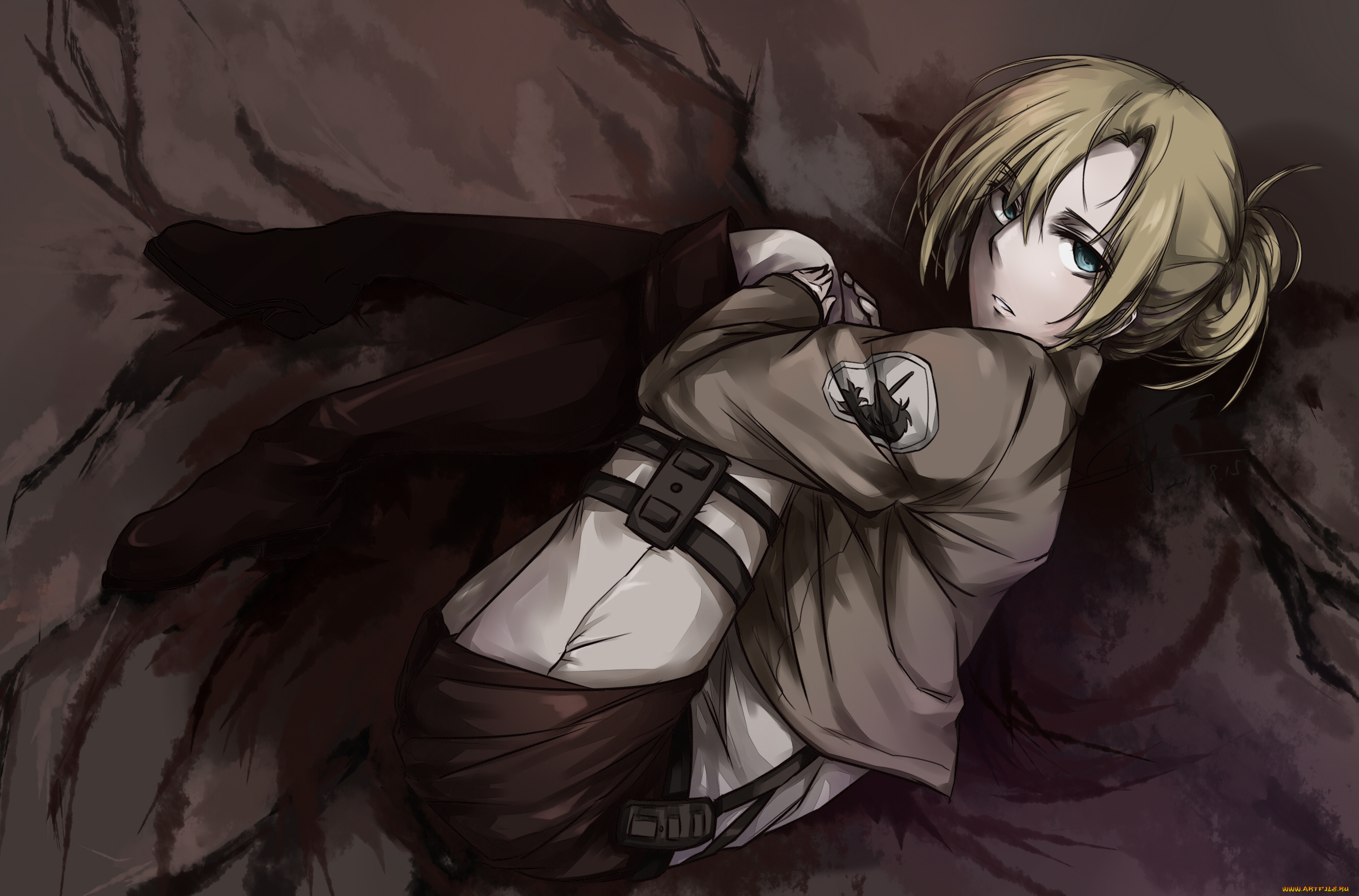 аниме, shingeki, no, kyojin, солдат, поза, взгляд, annie, leonhardt, девушка