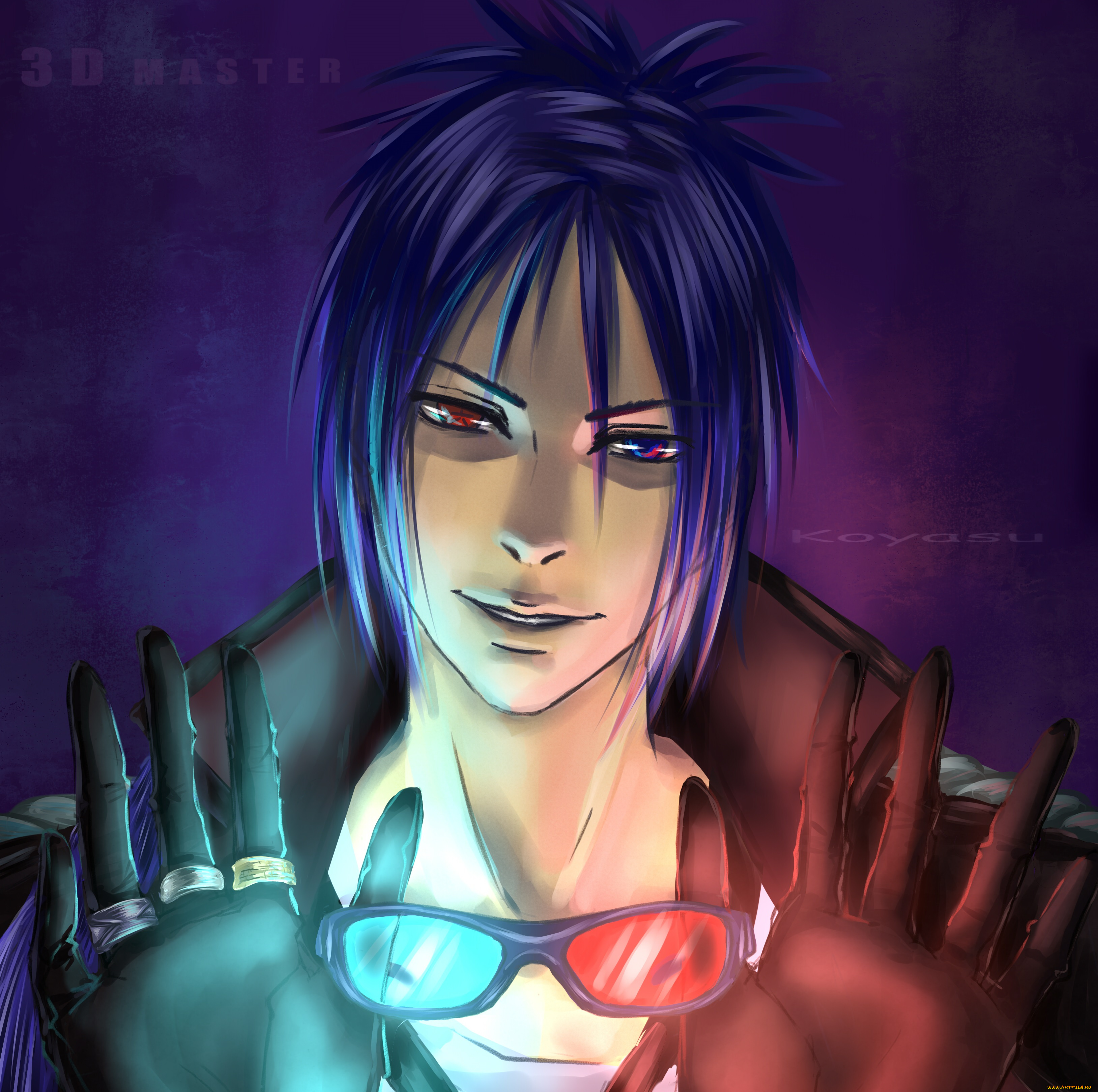 аниме, katekyo, hitman, reborn, очки, парень, мафиози, реборн, иллюзионист, учитель, кольца, рокудо, мукуро, перчатки, взгляд