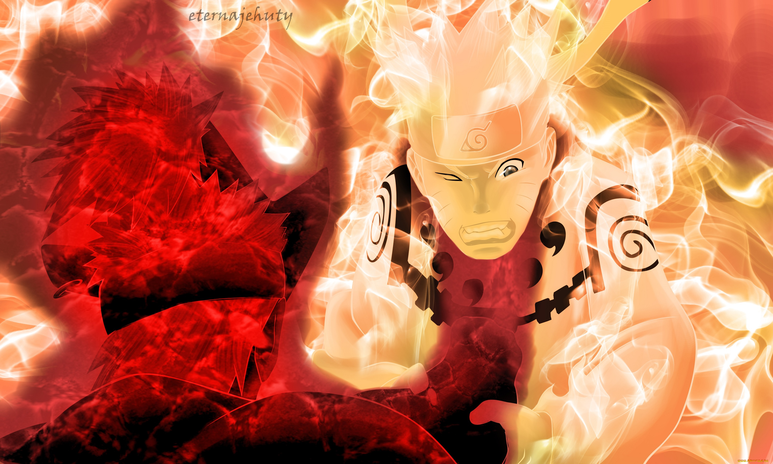 аниме, naruto, наруто, узумаки, режим, кьюби, арт