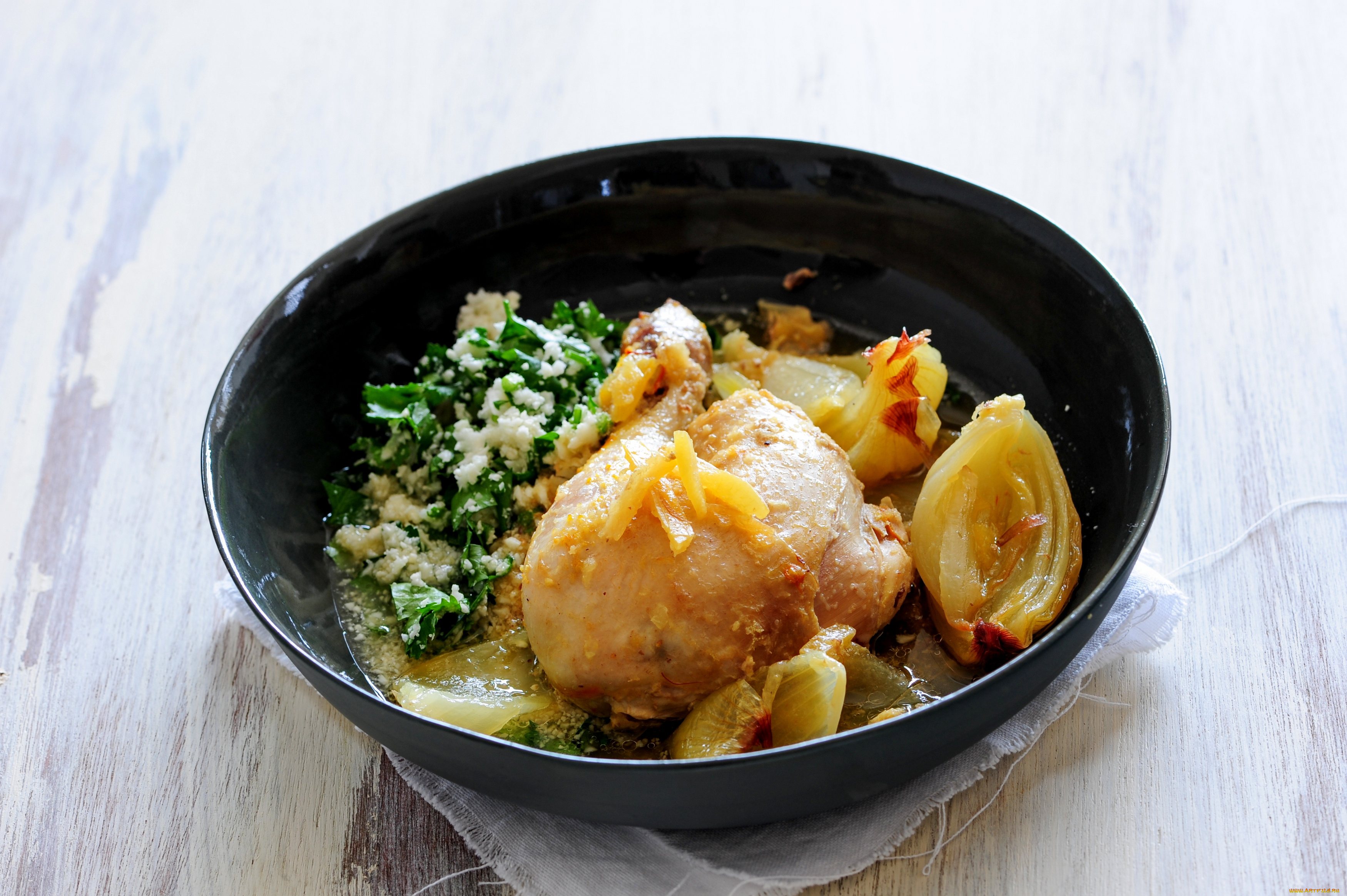 еда, мясные, блюда, жареное, мясо, зелень, лук