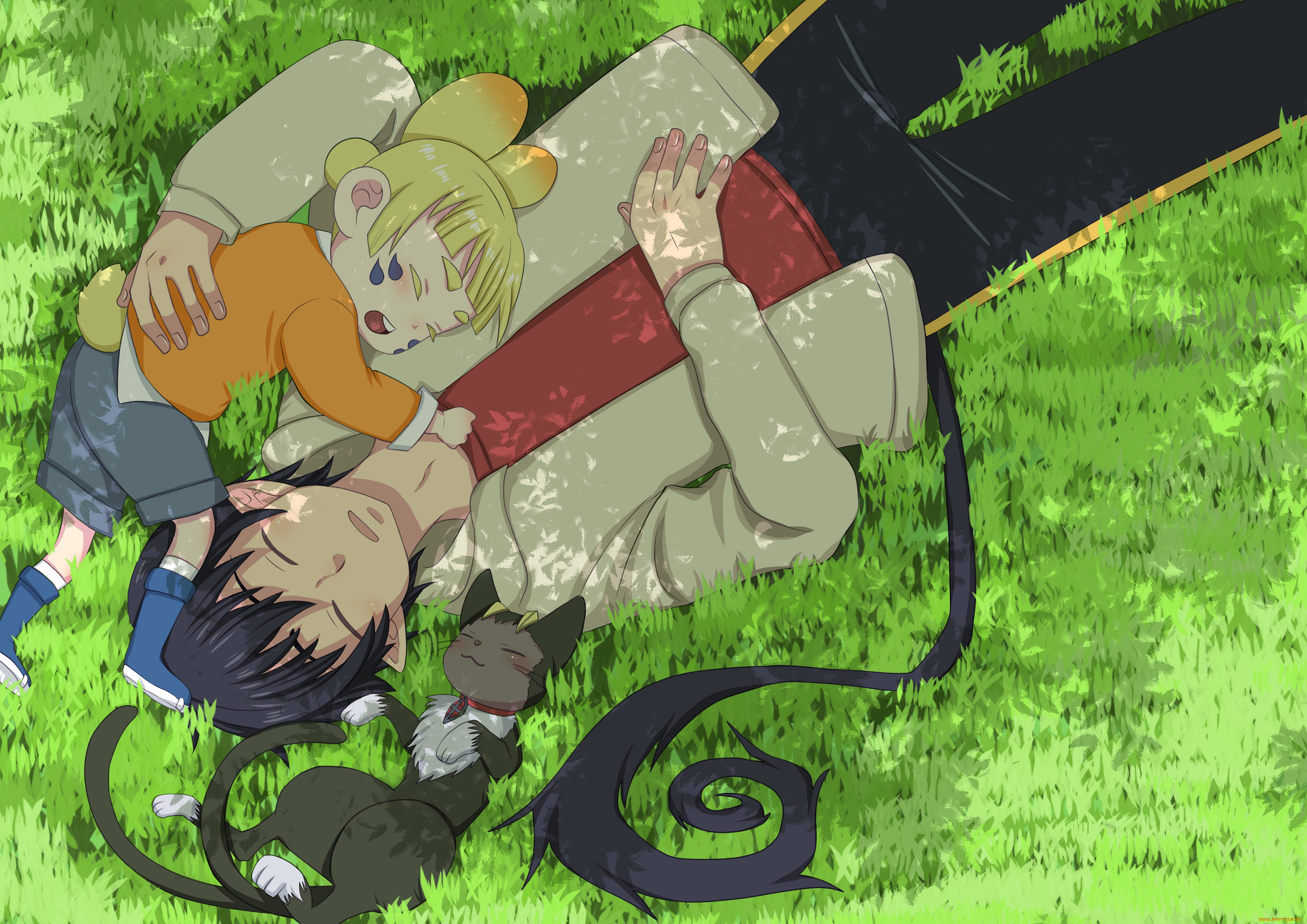 аниме, ao, no, exorcist, rin, okumura, хвост, ребёнок, парень, usamaro, kuro