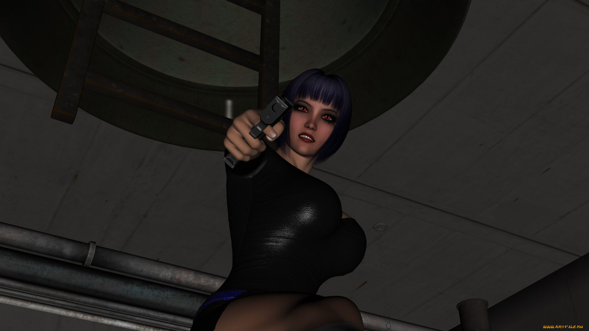 3д, графика, фантазия, , fantasy, оружие, фон, взгляд, девушка