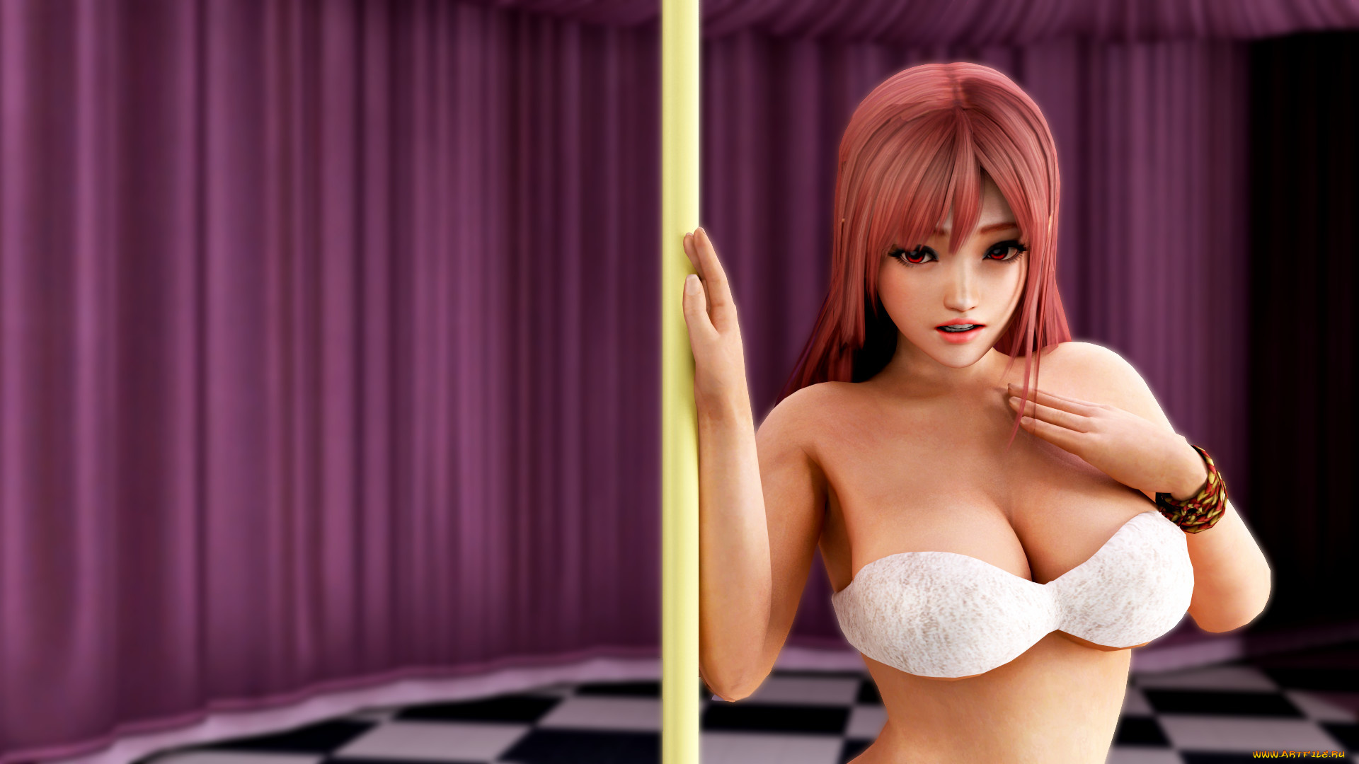 3д, графика, люди, , people, девушка, фон, взгляд, шест