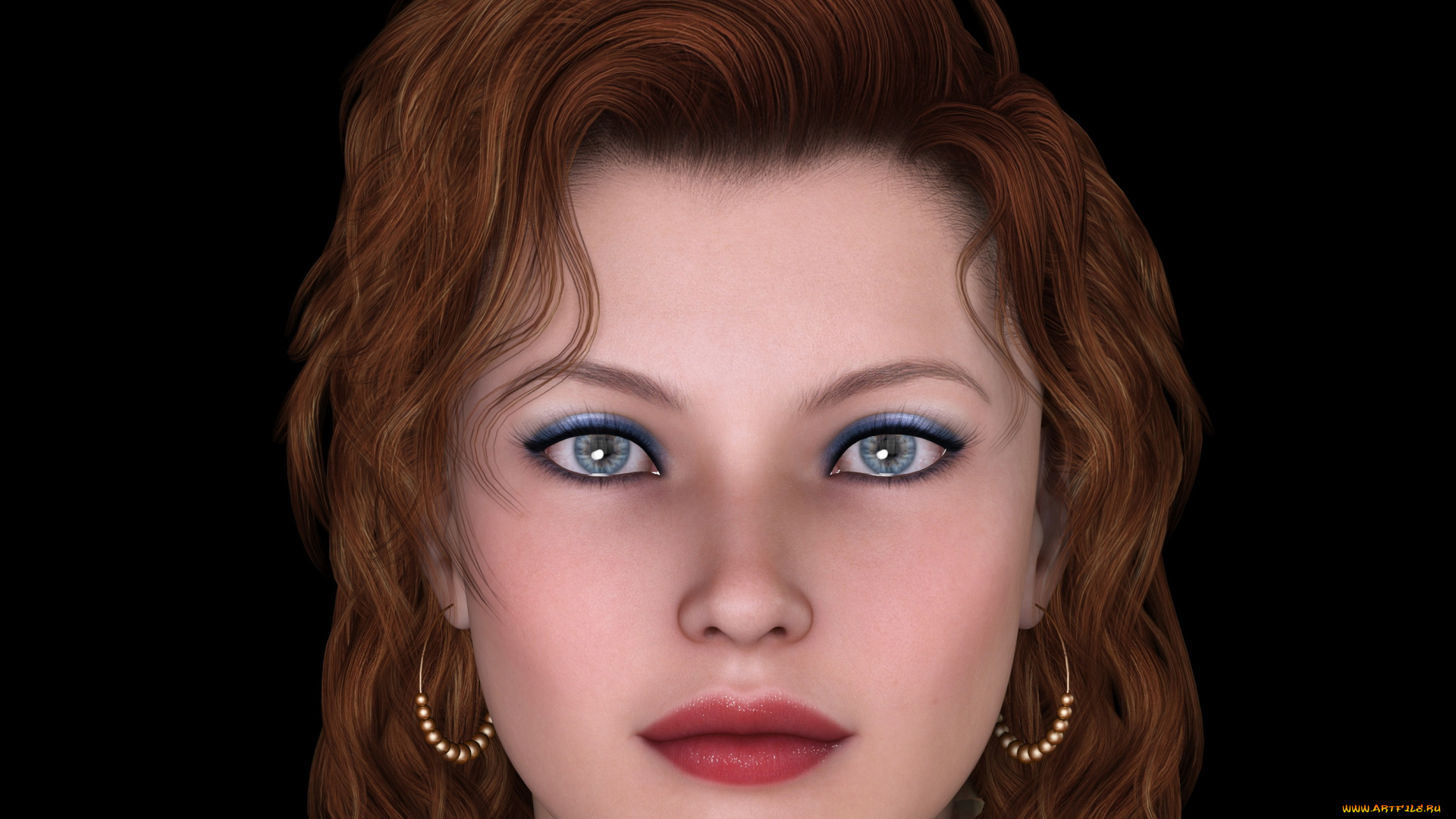 3д, графика, портрет, , portraits, девушка, рыжая, фон, взгляд