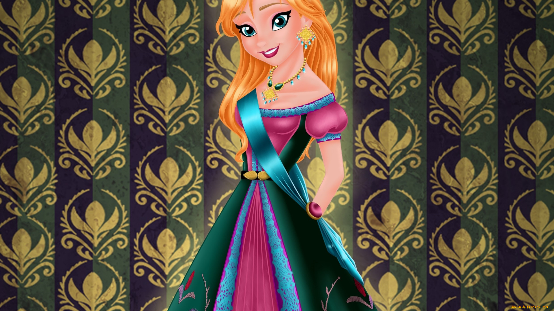 векторная, графика, мультфильмы, , cartoons, принцесса, улыбка, фон, взгляд, девушка