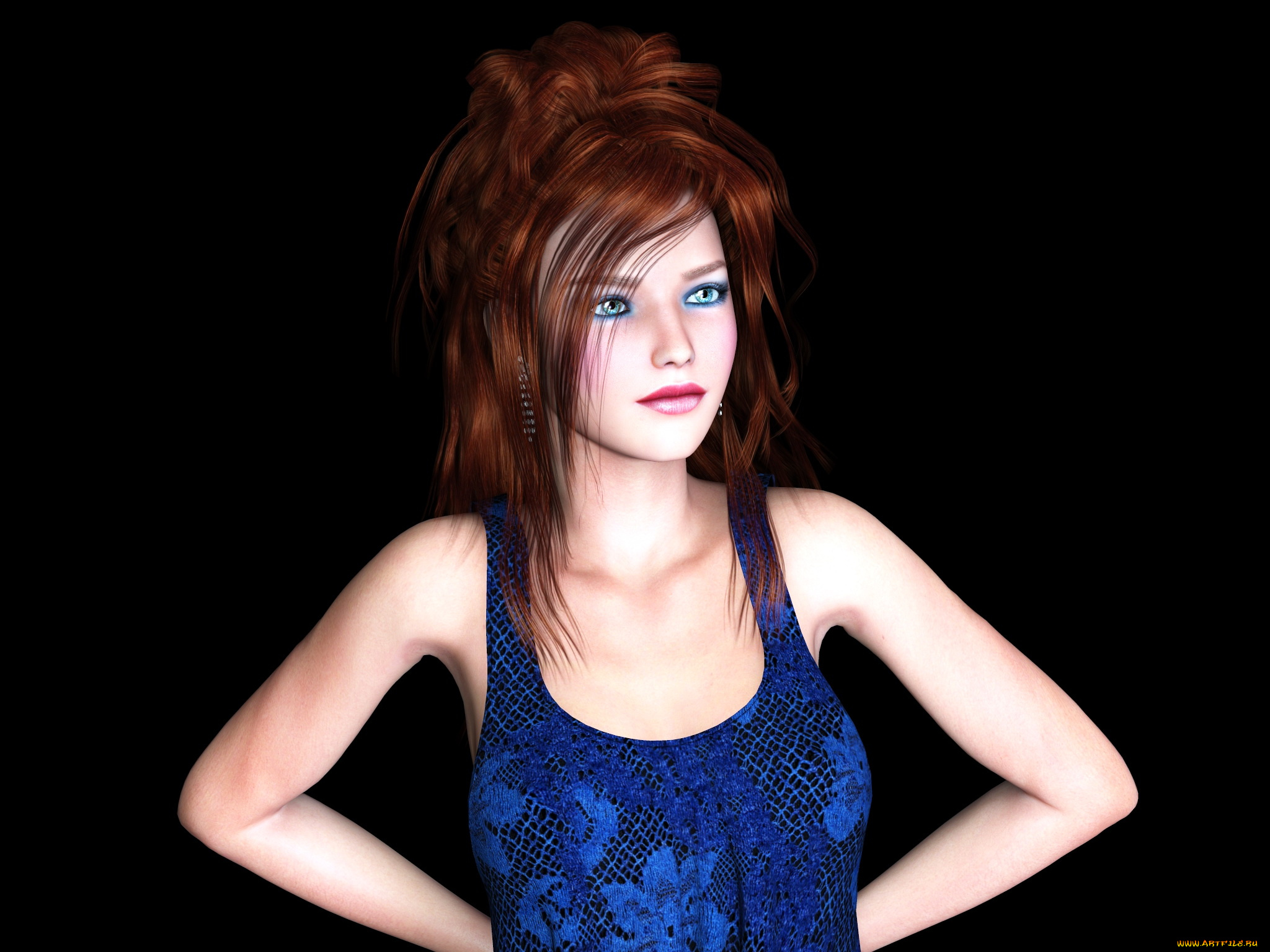 3д, графика, люди, , people, девушка, взгляд, фон, рыжая