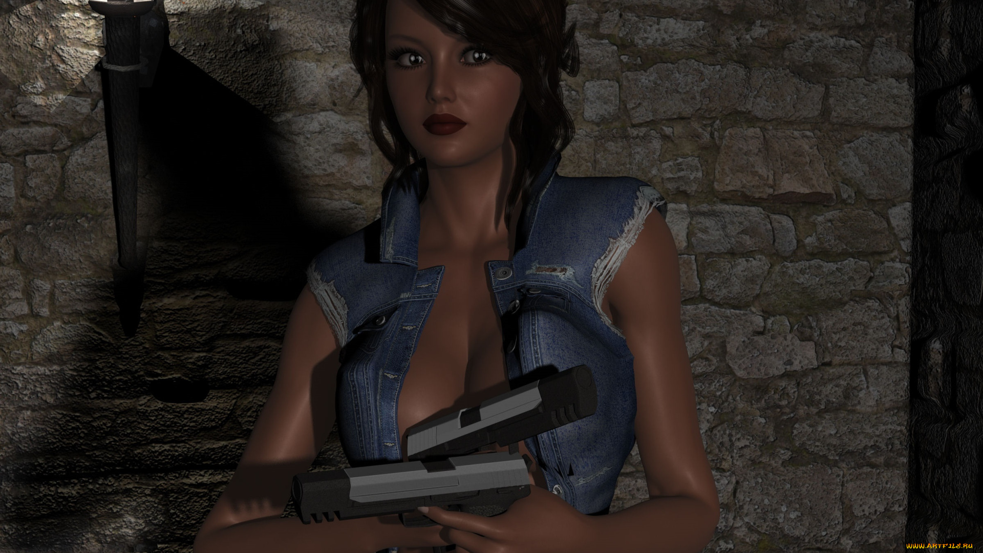 3д, графика, люди, , people, оружие, фон, девушка, взгляд