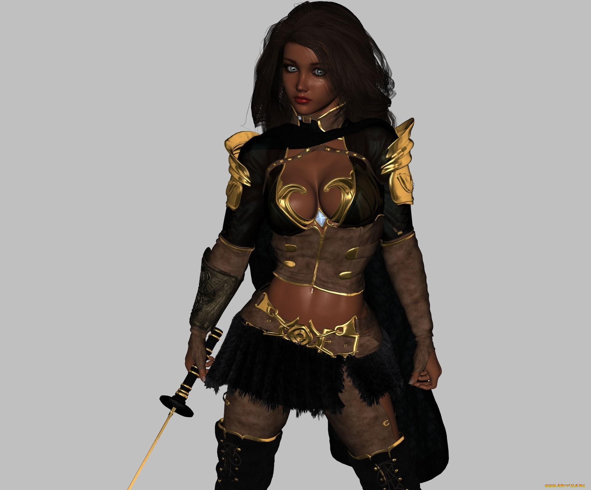 3д, графика, фантазия, , fantasy, шпага, фон, девушка, взгляд