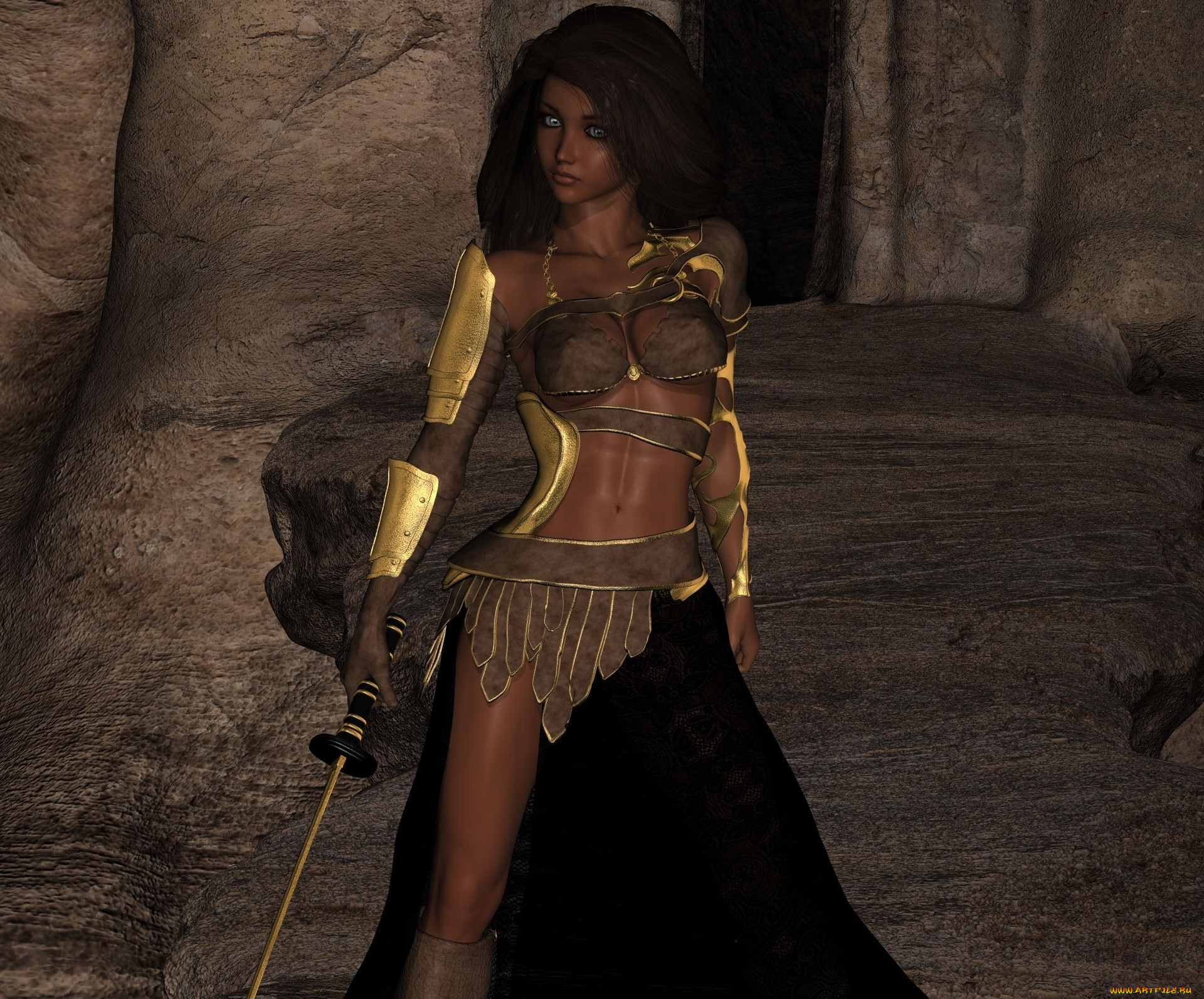 3д, графика, фантазия, , fantasy, шпага, фон, взгляд, девушка