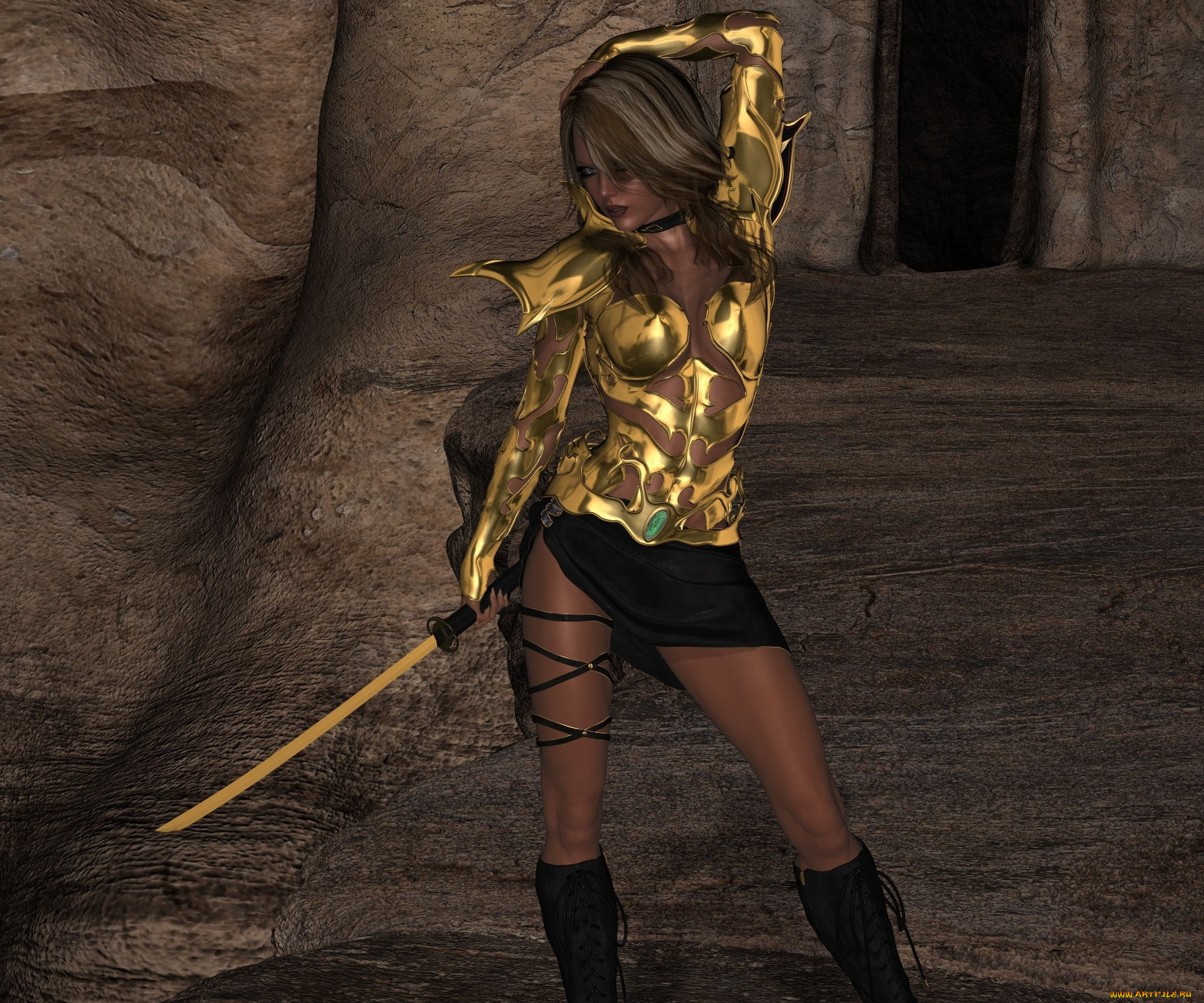 3д, графика, фантазия, , fantasy, девушка, взгляд, фон, оружие