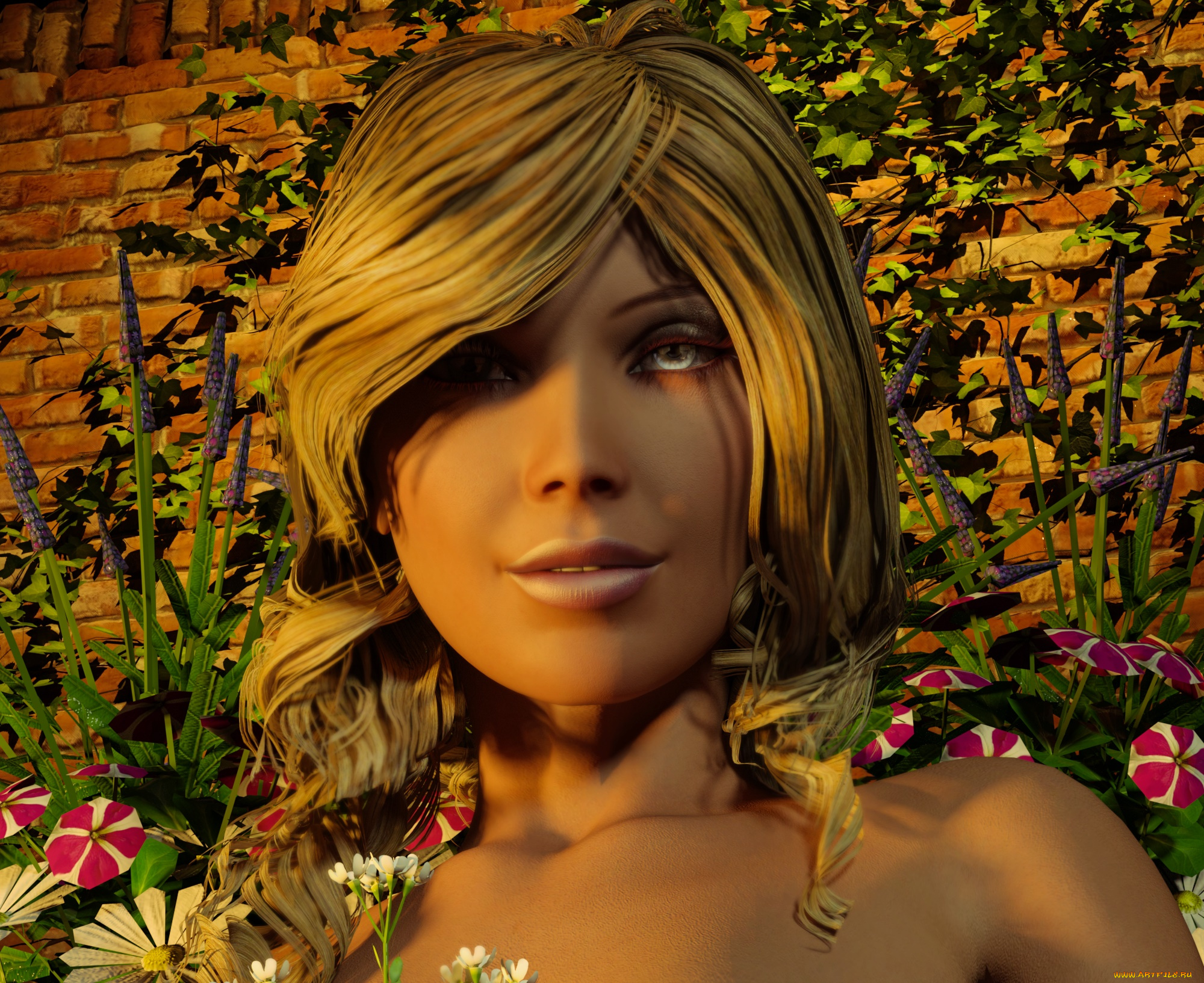 3д, графика, портрет, , portraits, девушка, взгляд, фон