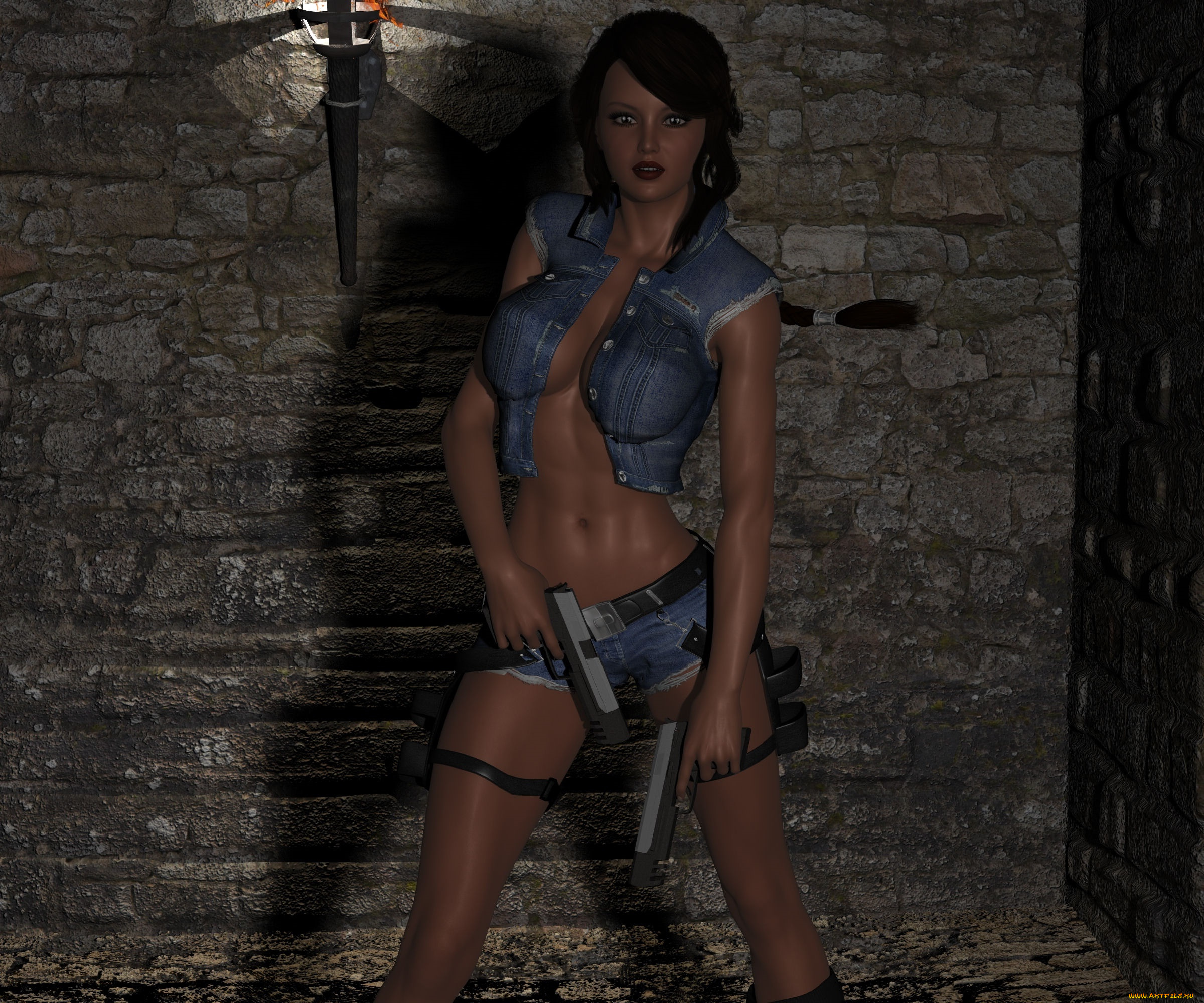 3д, графика, люди, , people, оружие, взгляд, фон, девушка