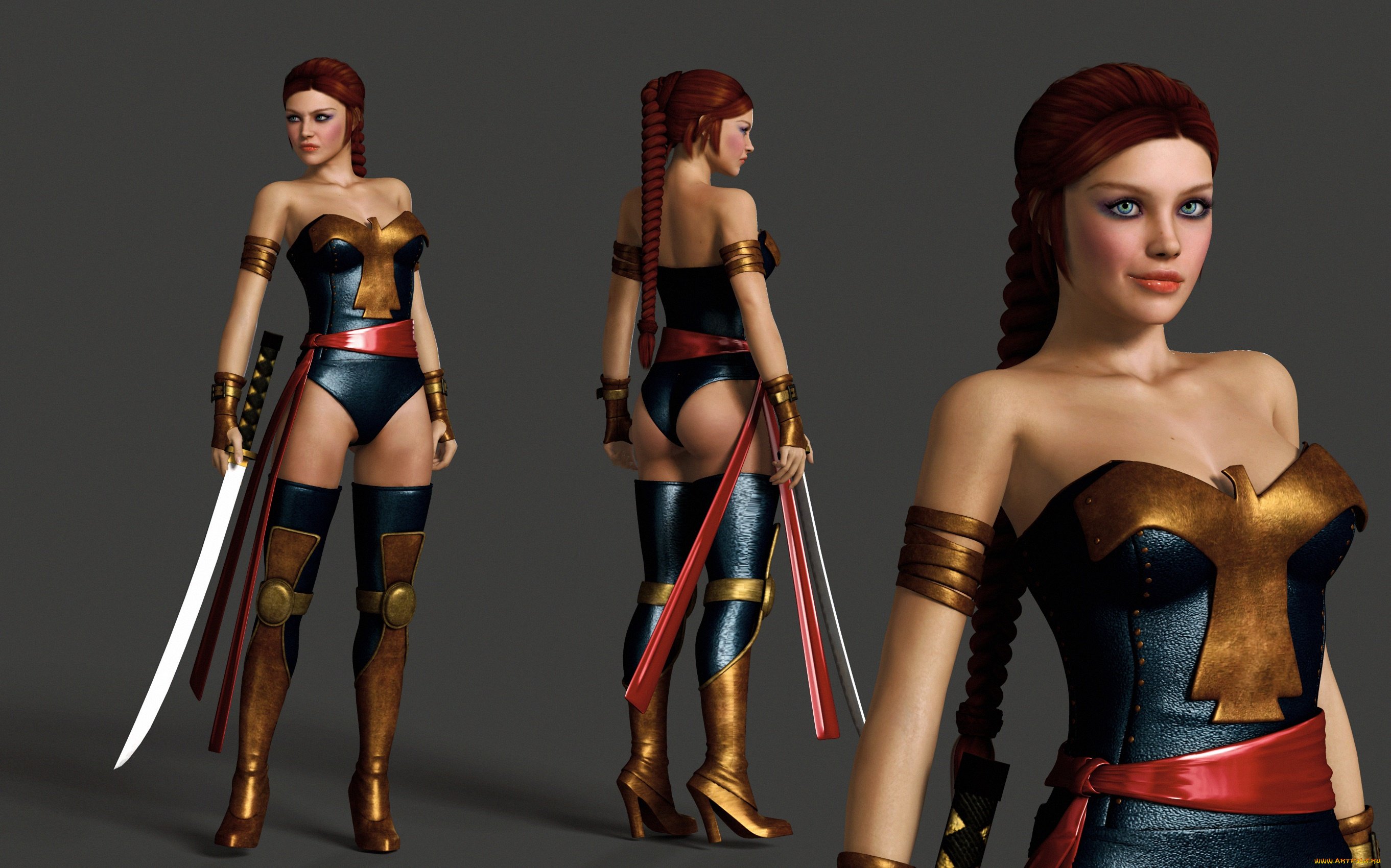 3д, графика, амазонки, , amazon, девушки, взгляд, фон, оружие
