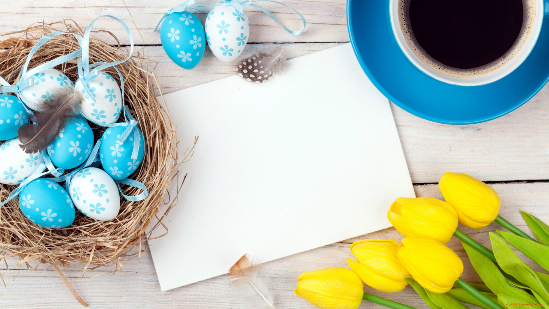 праздничные, пасха, перышки, кофе, тюльпаны, писанки