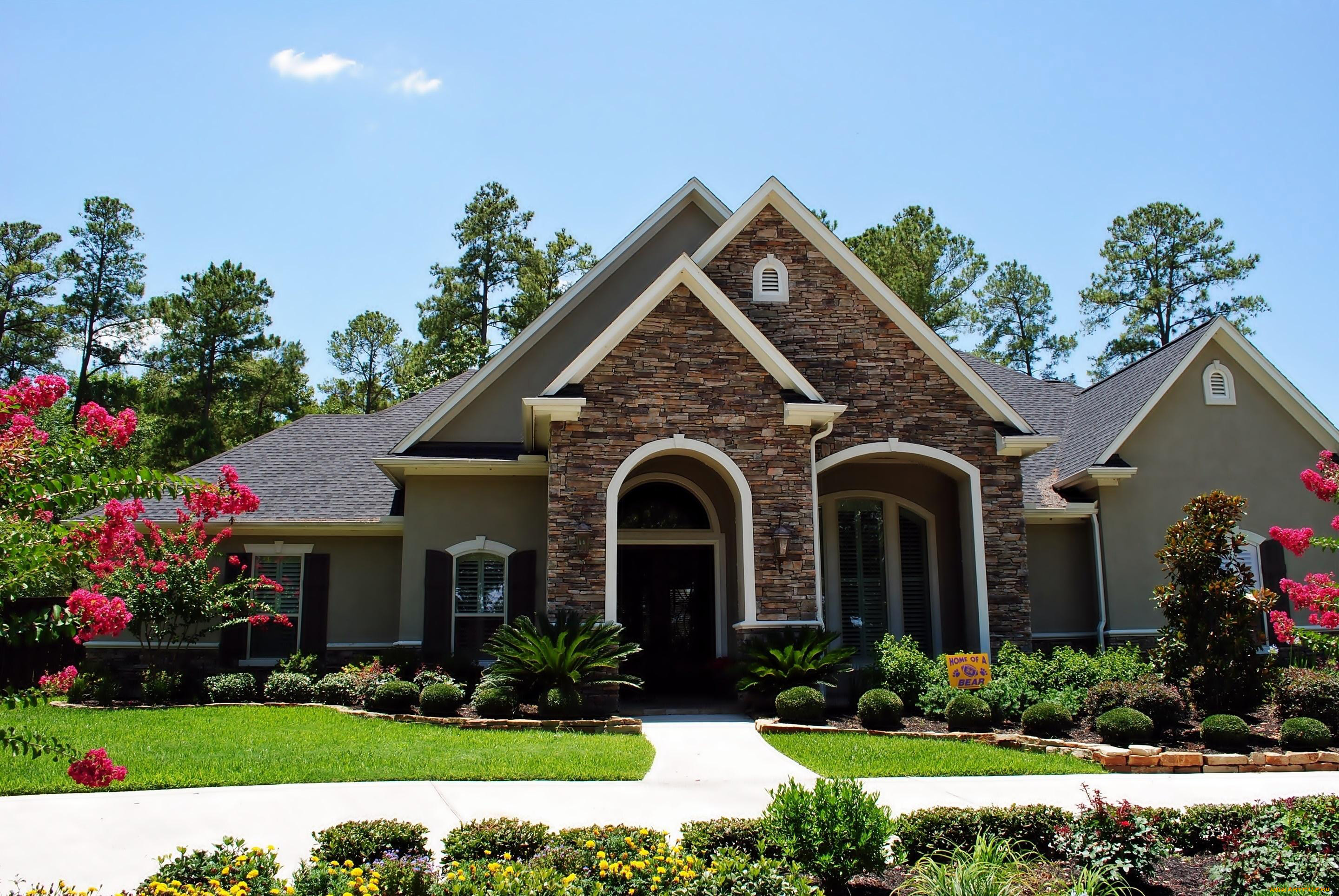 города, -, здания, , дома, дом, клумбы, лужайка, цветы