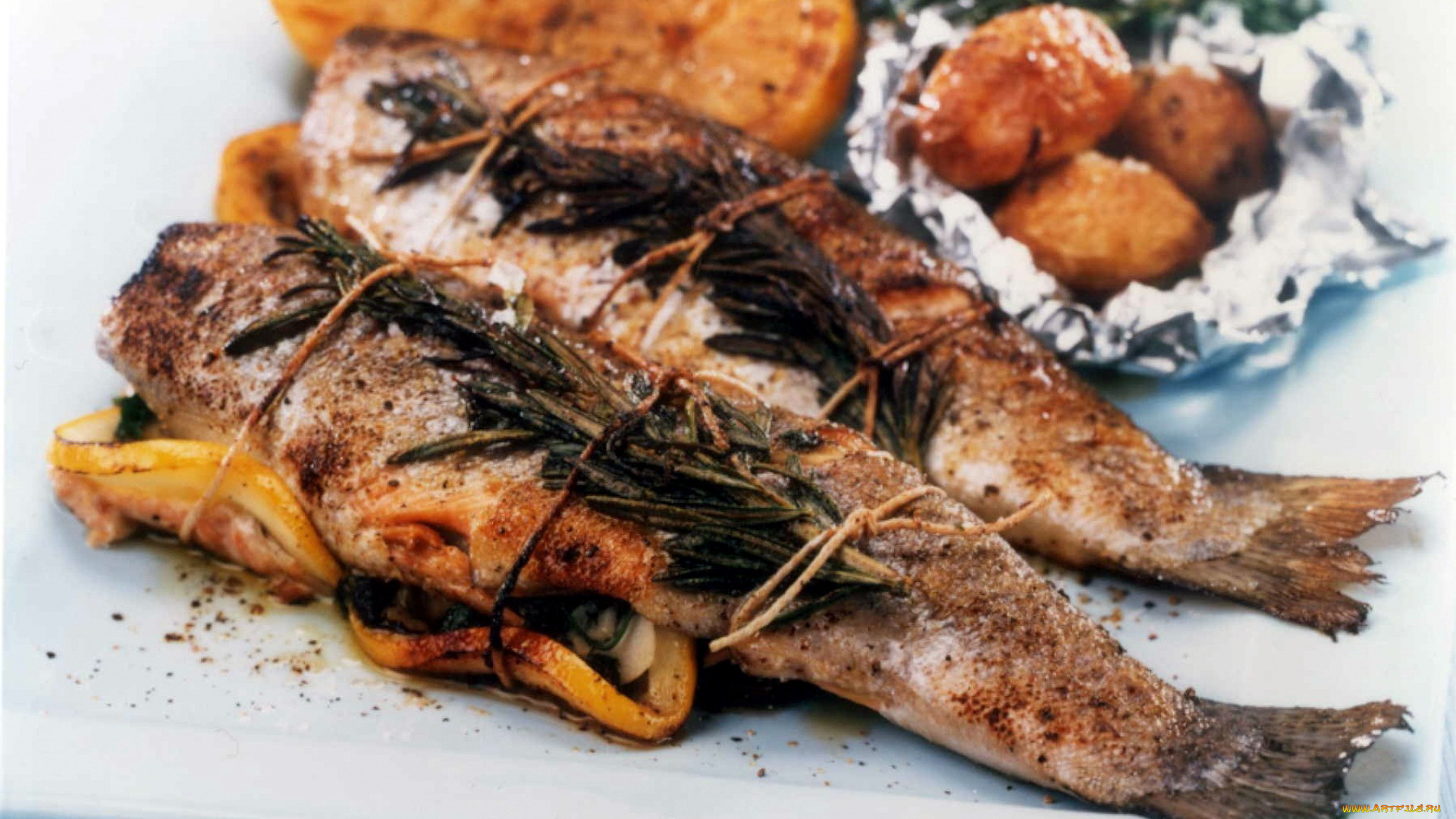 еда, рыбные, блюда, , с, морепродуктами, форель