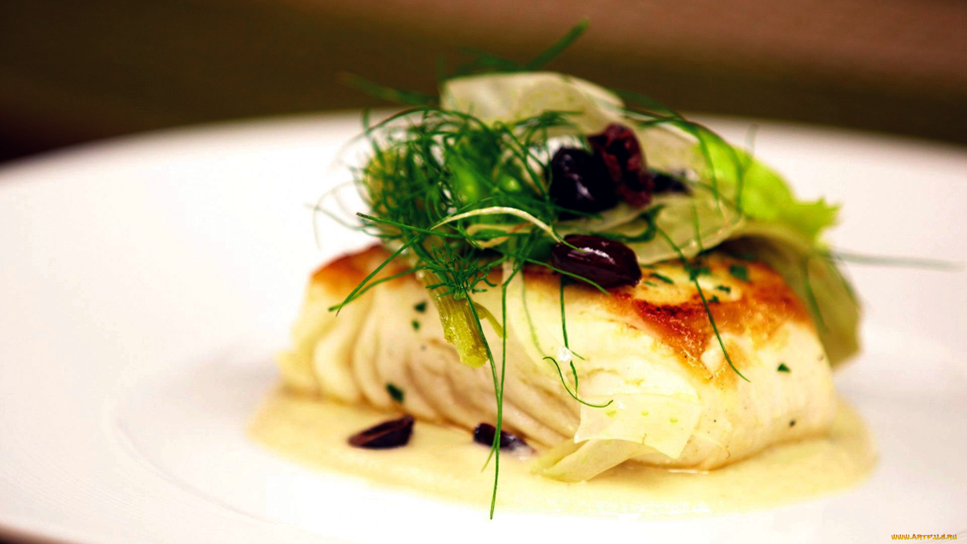 еда, рыбные, блюда, , с, морепродуктами, палтус