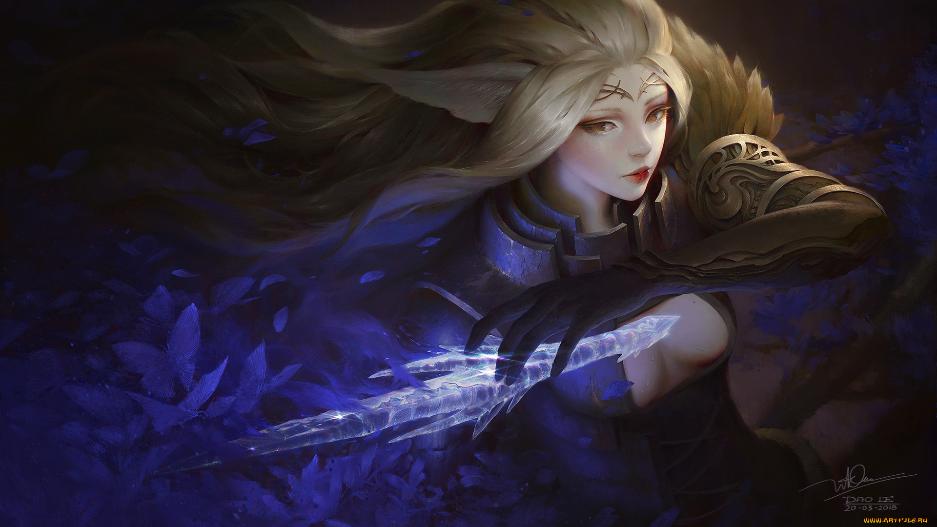 фэнтези, девушки, взгляд, девушка, магия, лед, арт