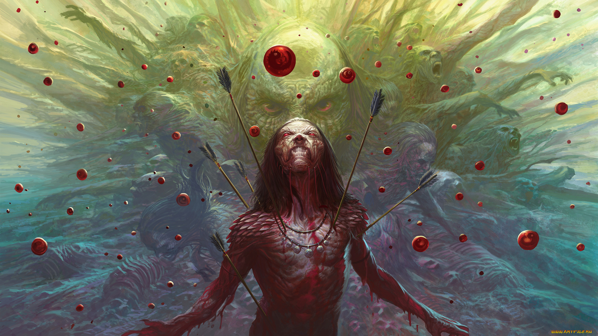 фэнтези, существа, существо, фон, стрелы