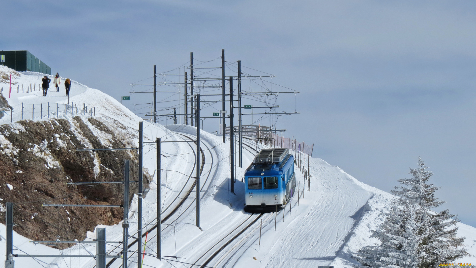 техника, трамваи, снег, горы