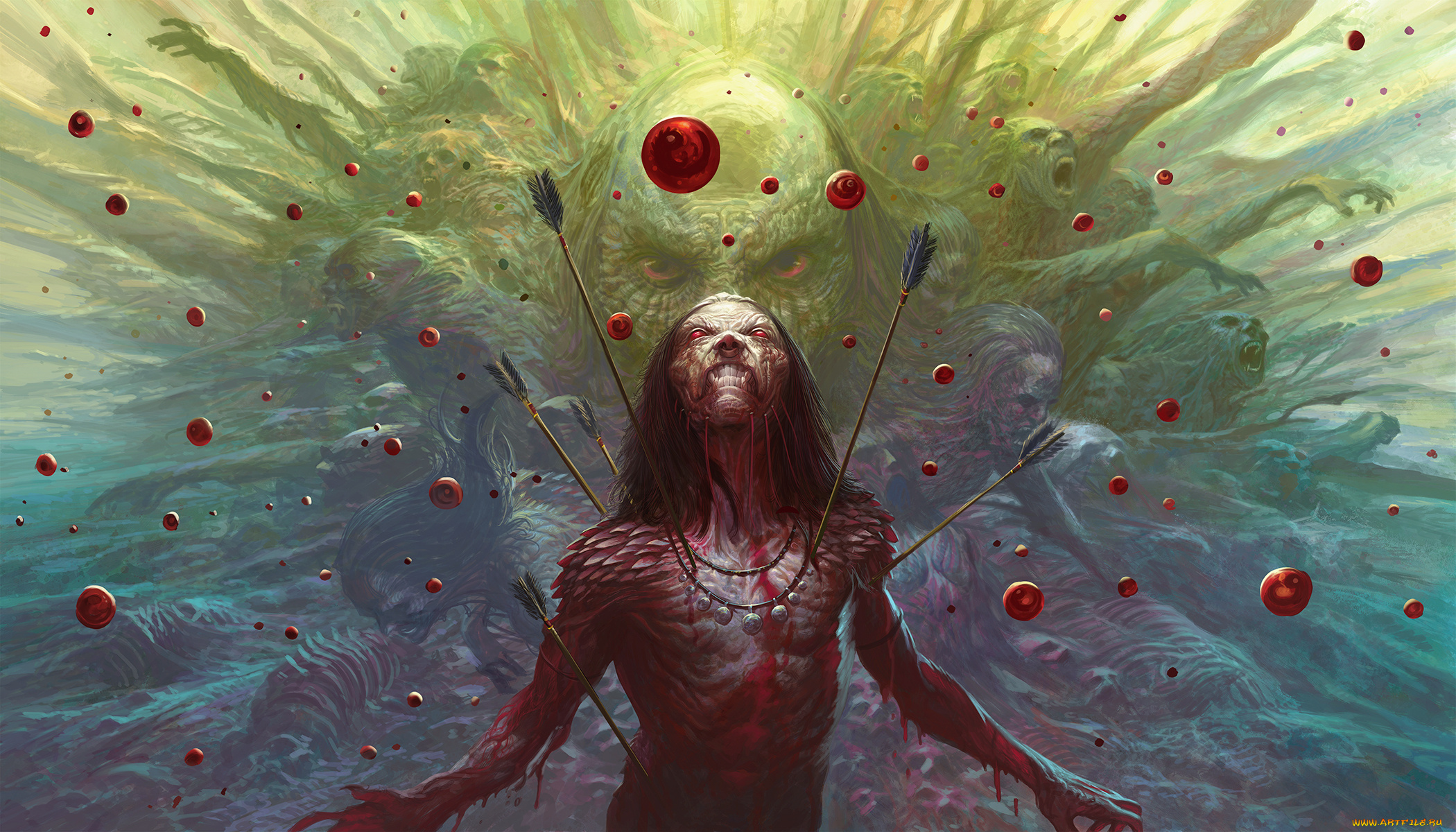 фэнтези, существа, существо, фон, стрелы