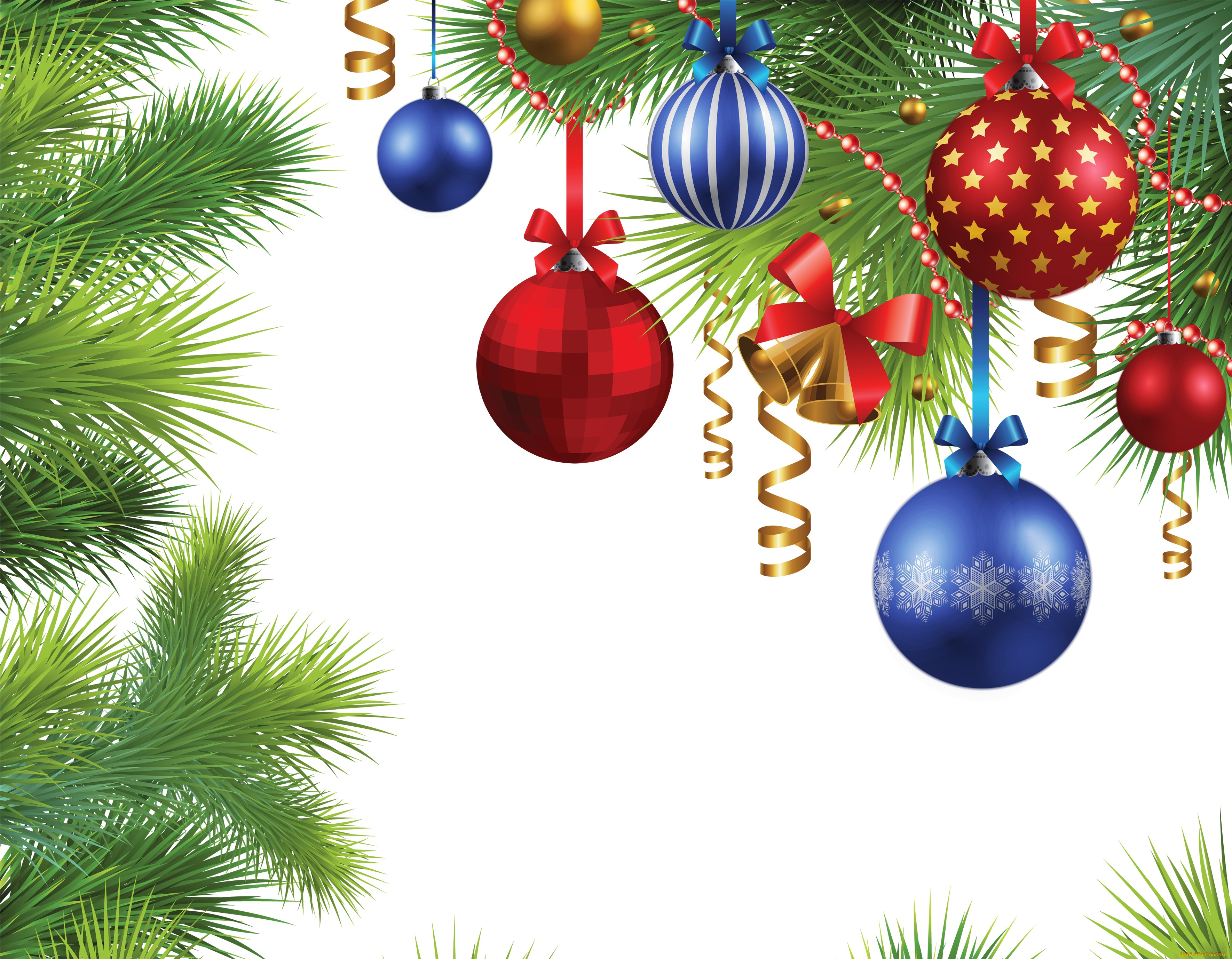 праздничные, векторная, графика, , новый, год, ветки, шары, праздник