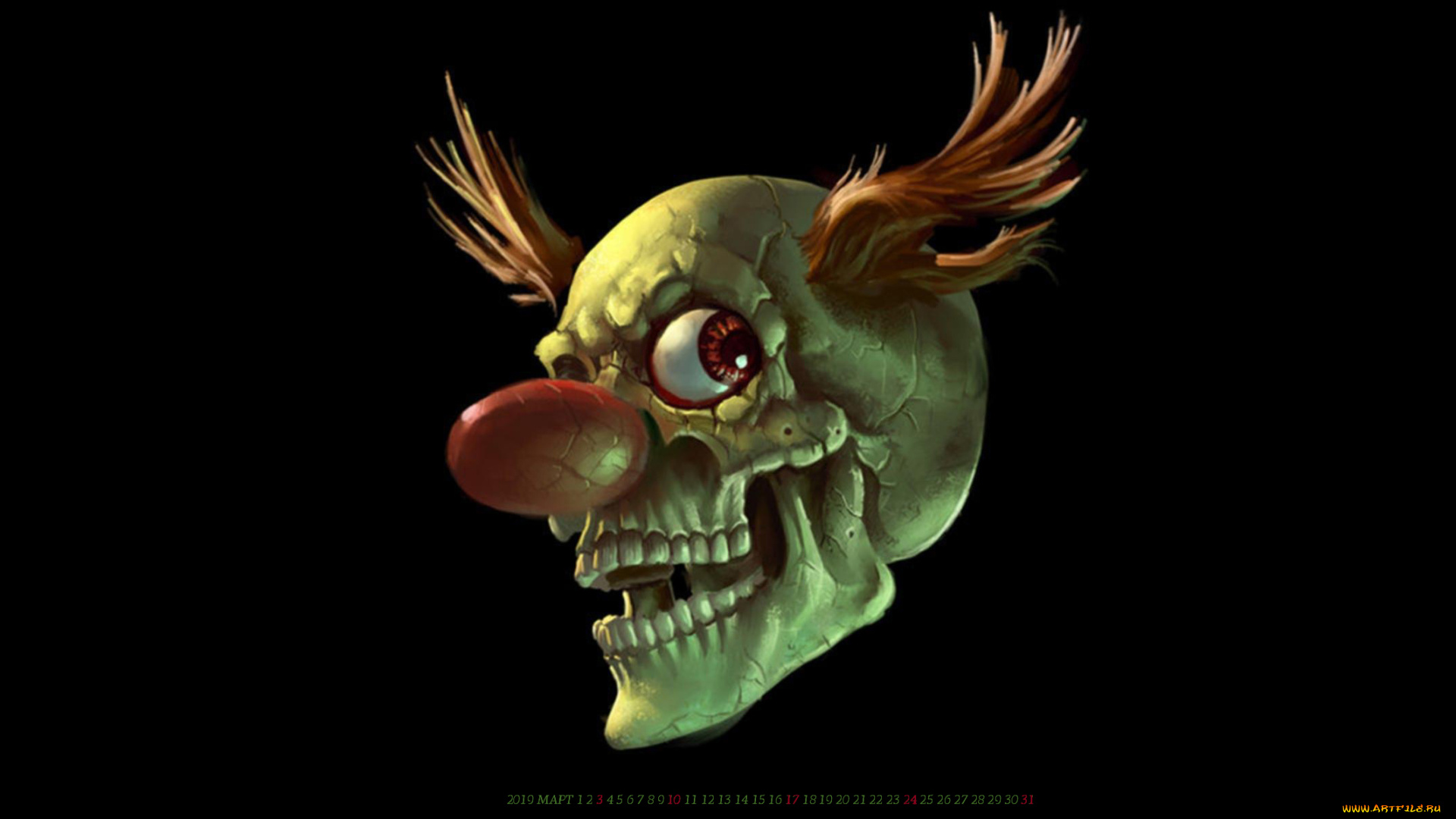 календари, фэнтези, клоун, голова