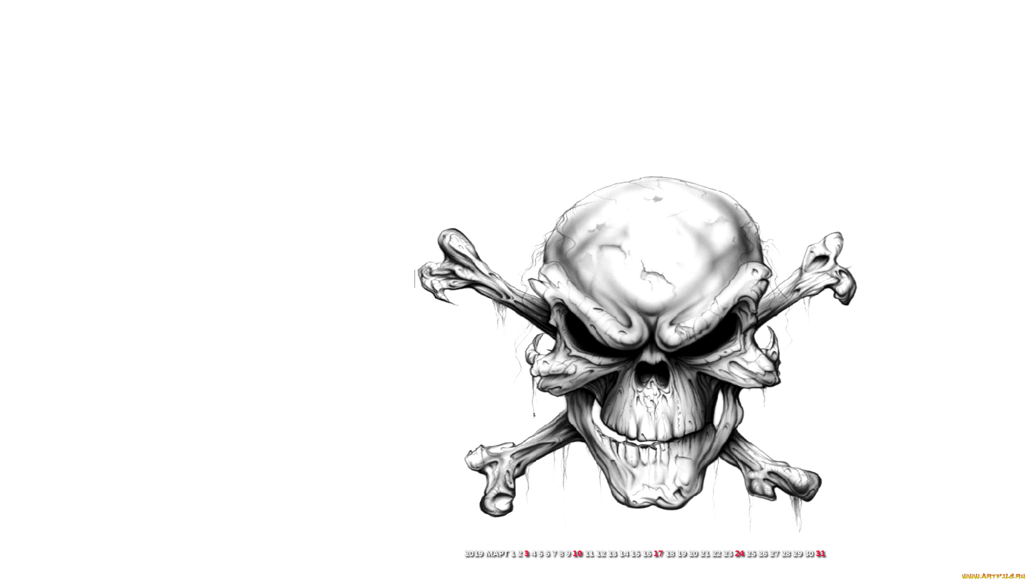 календари, фэнтези, кость, череп