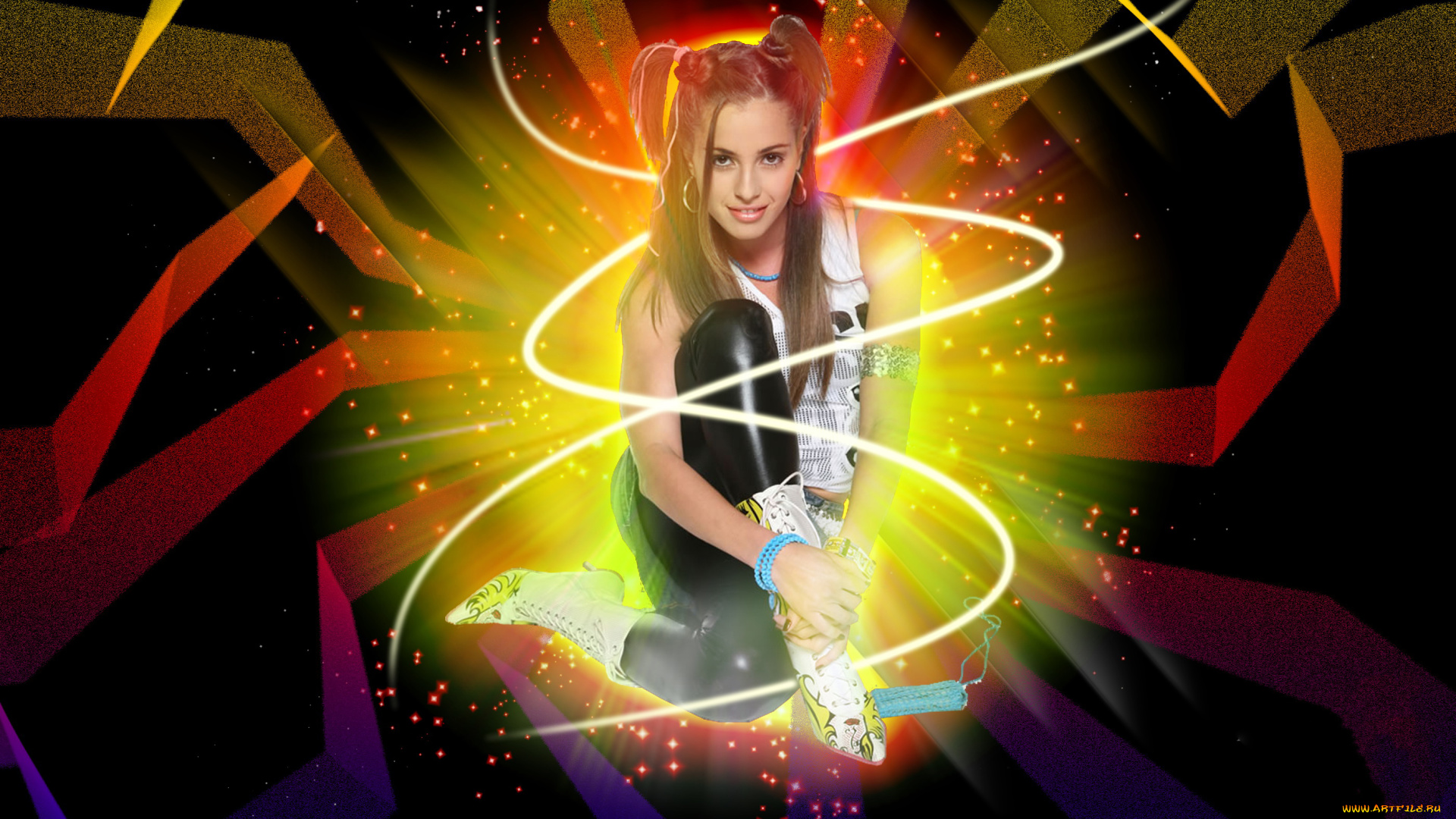 разное, компьютерный, дизайн, девушка, фон, взгляд, улыбка