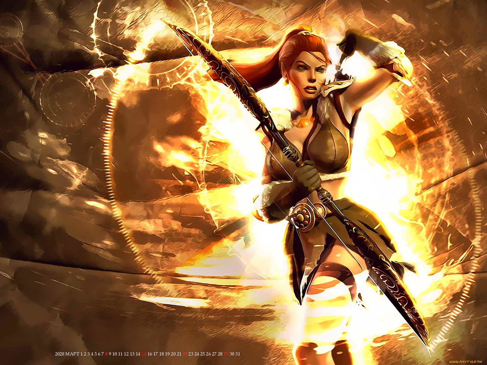 календари, фэнтези, девушка, оружие, calendar, 2020