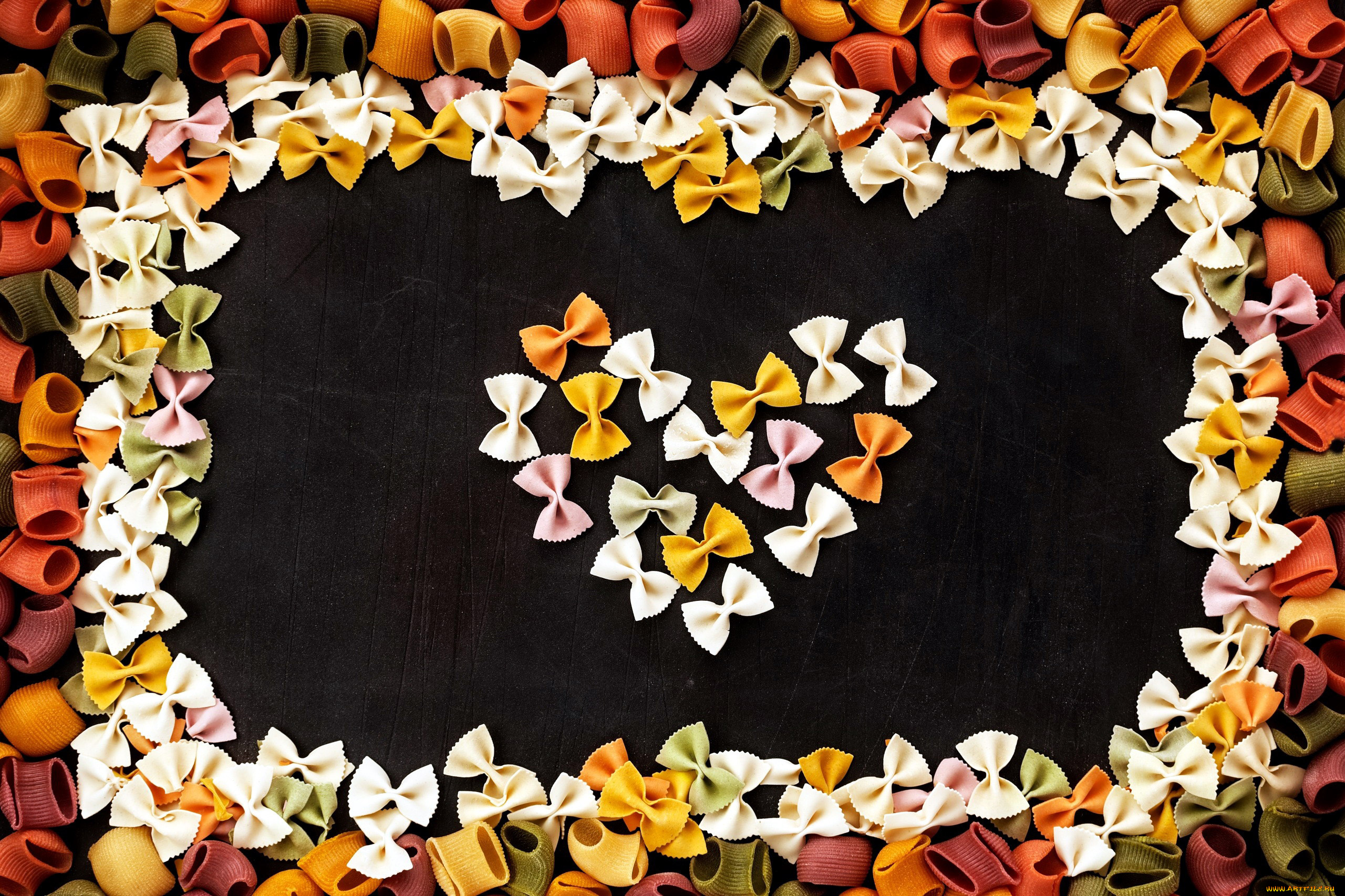 еда, макаронные, блюда, макароны, бантики, ассорти