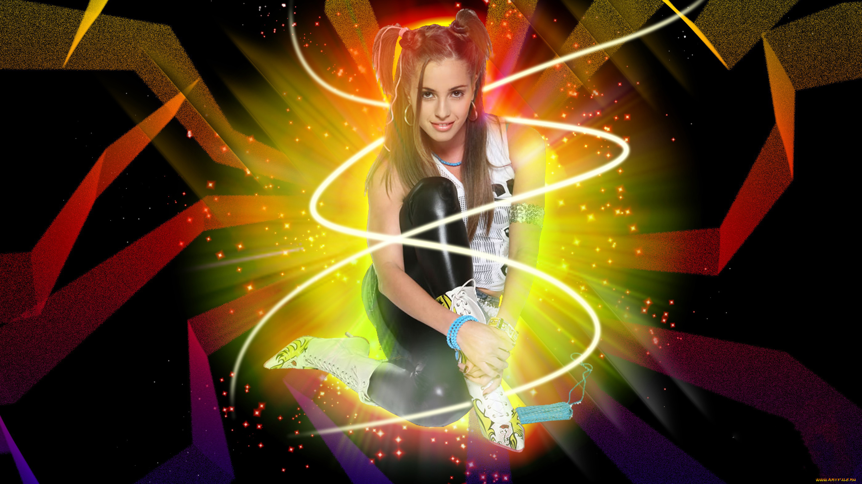 разное, компьютерный, дизайн, девушка, фон, взгляд, улыбка