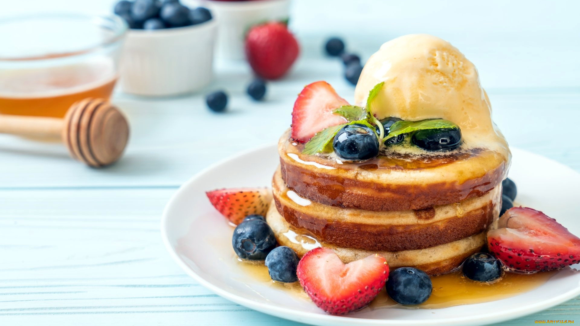 еда, блины, , оладьи, оладьи, ягоды