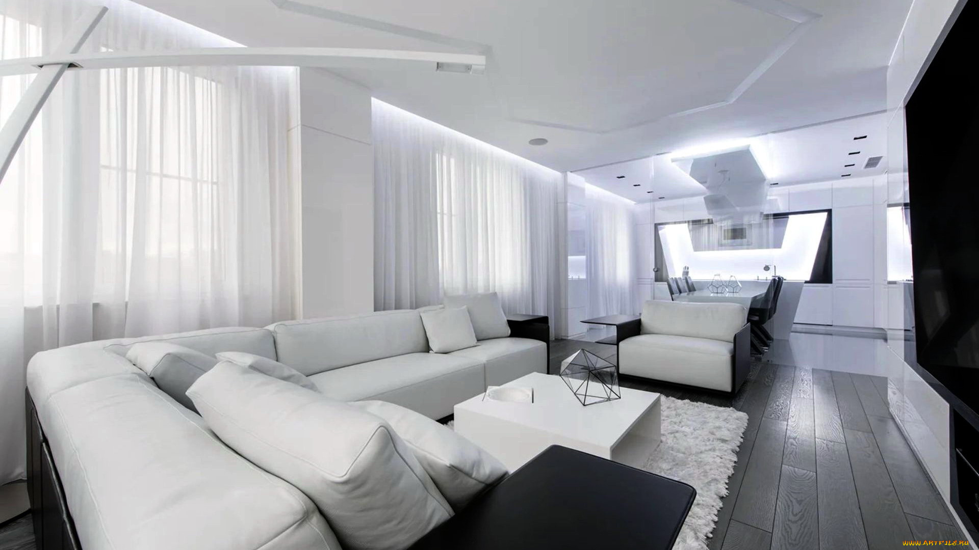 интерьер, гостиная, мягкий, уголок, телевизор