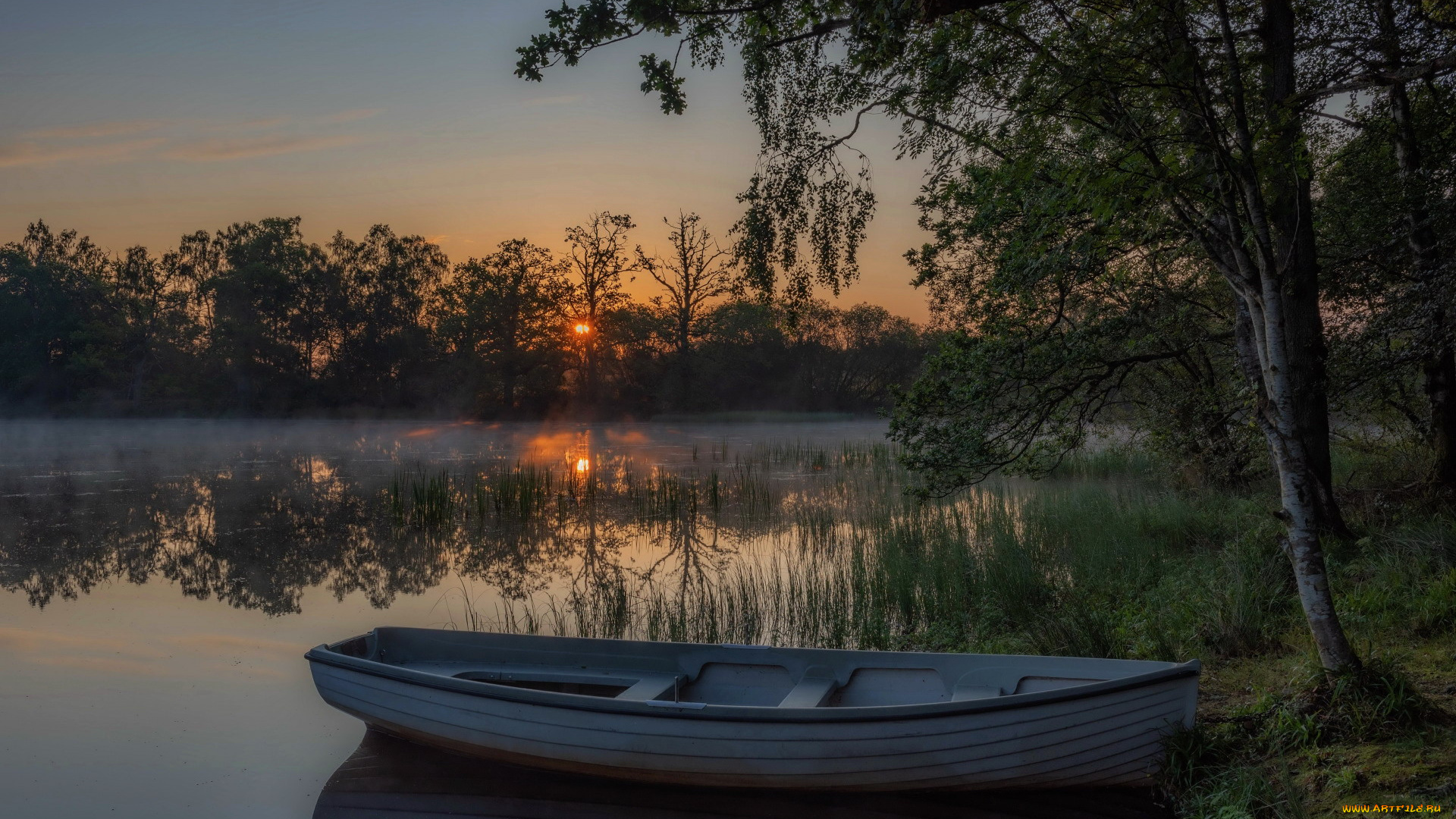 корабли, лодки, , шлюпки, лодка, закат, озеро