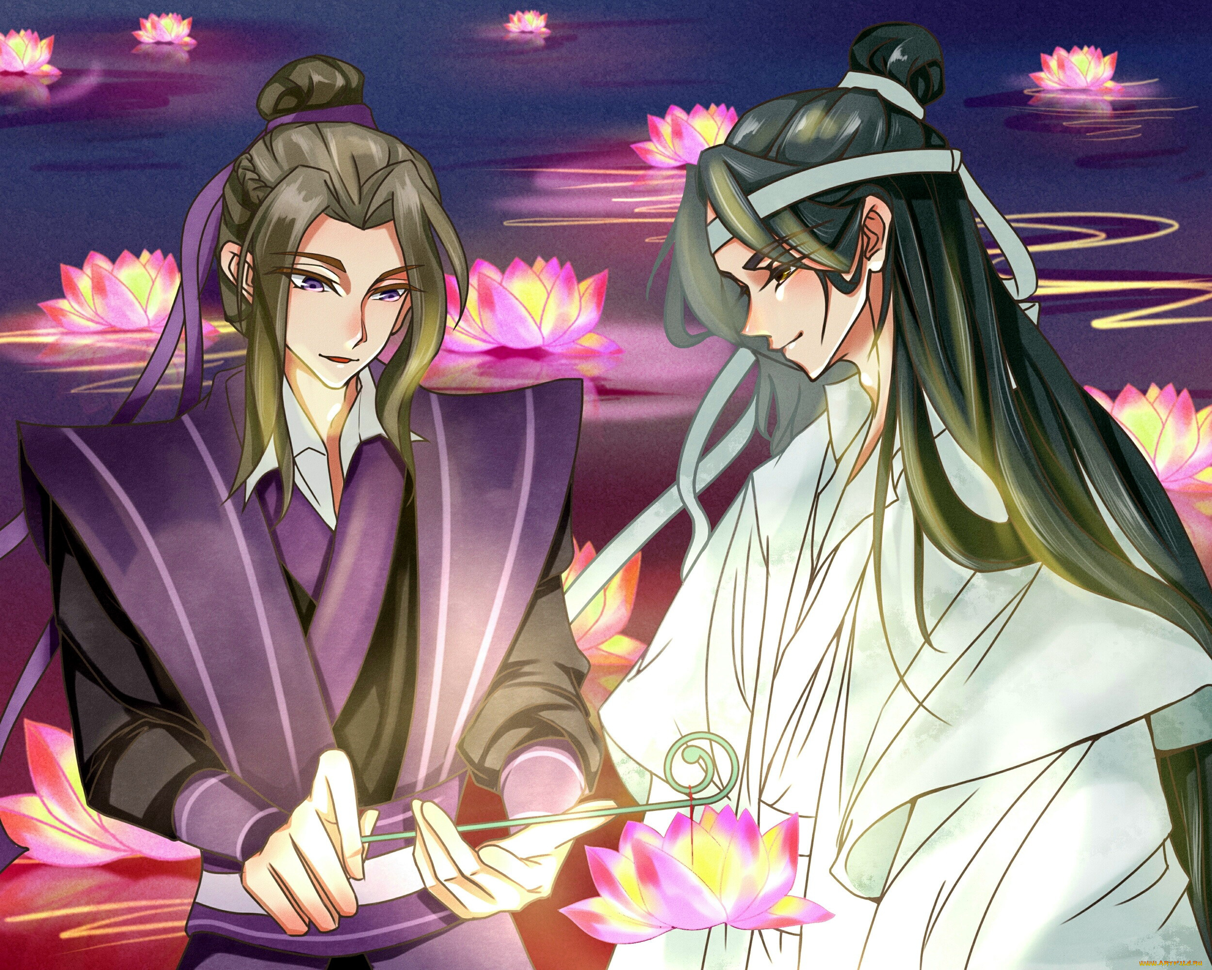 аниме, mo, dao, zu, shi, цзян, чэн, лань, сичень, лотосы
