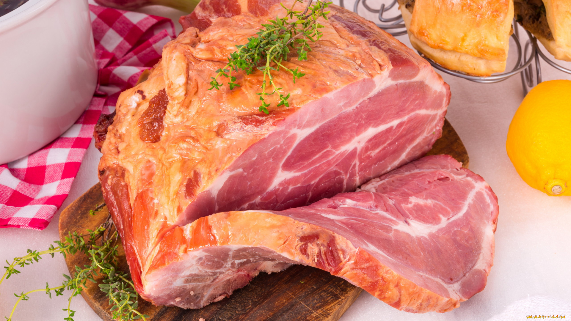 еда, мясные, блюда, окорок, копченый