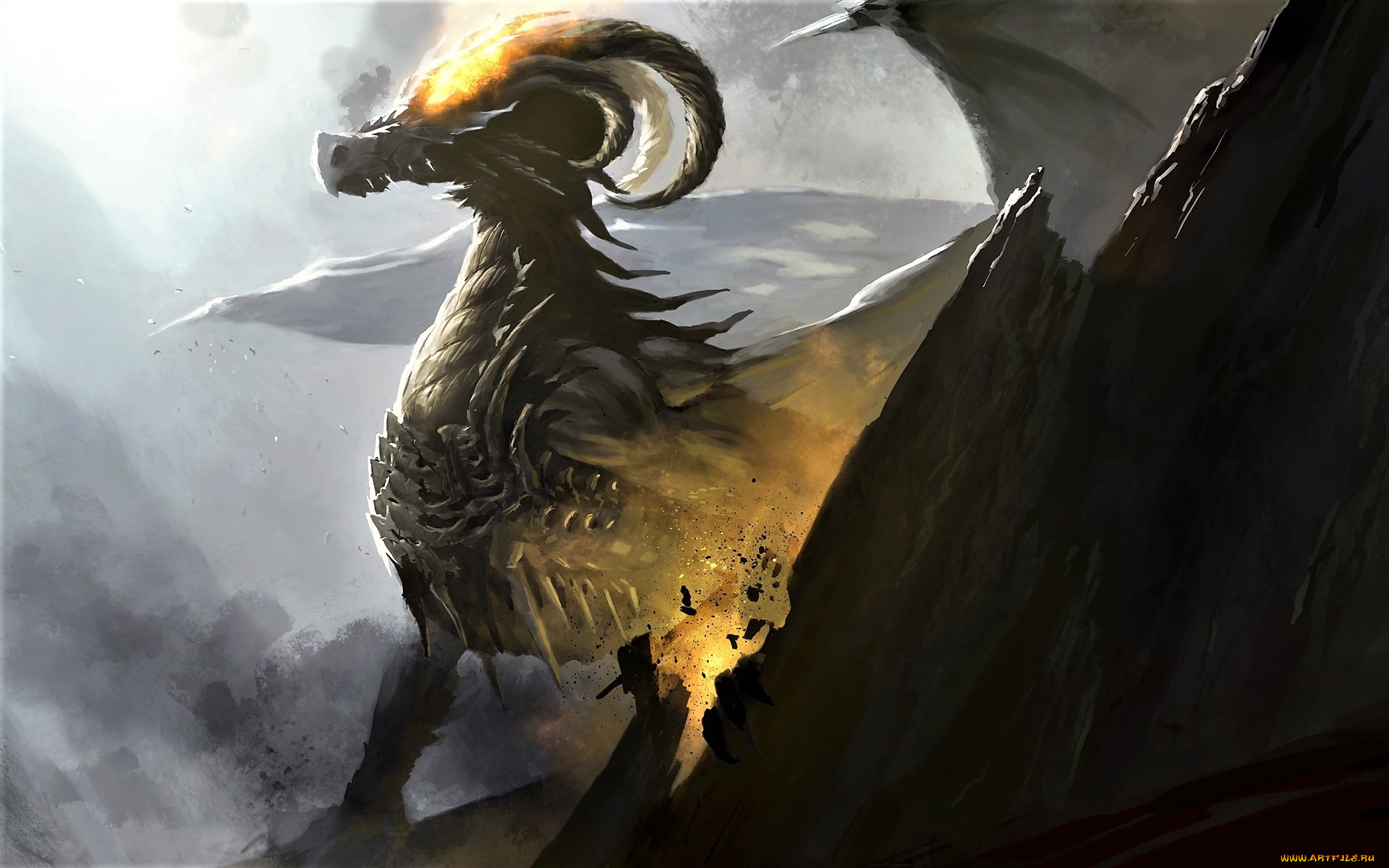 фэнтези, драконы, дракон, скалы