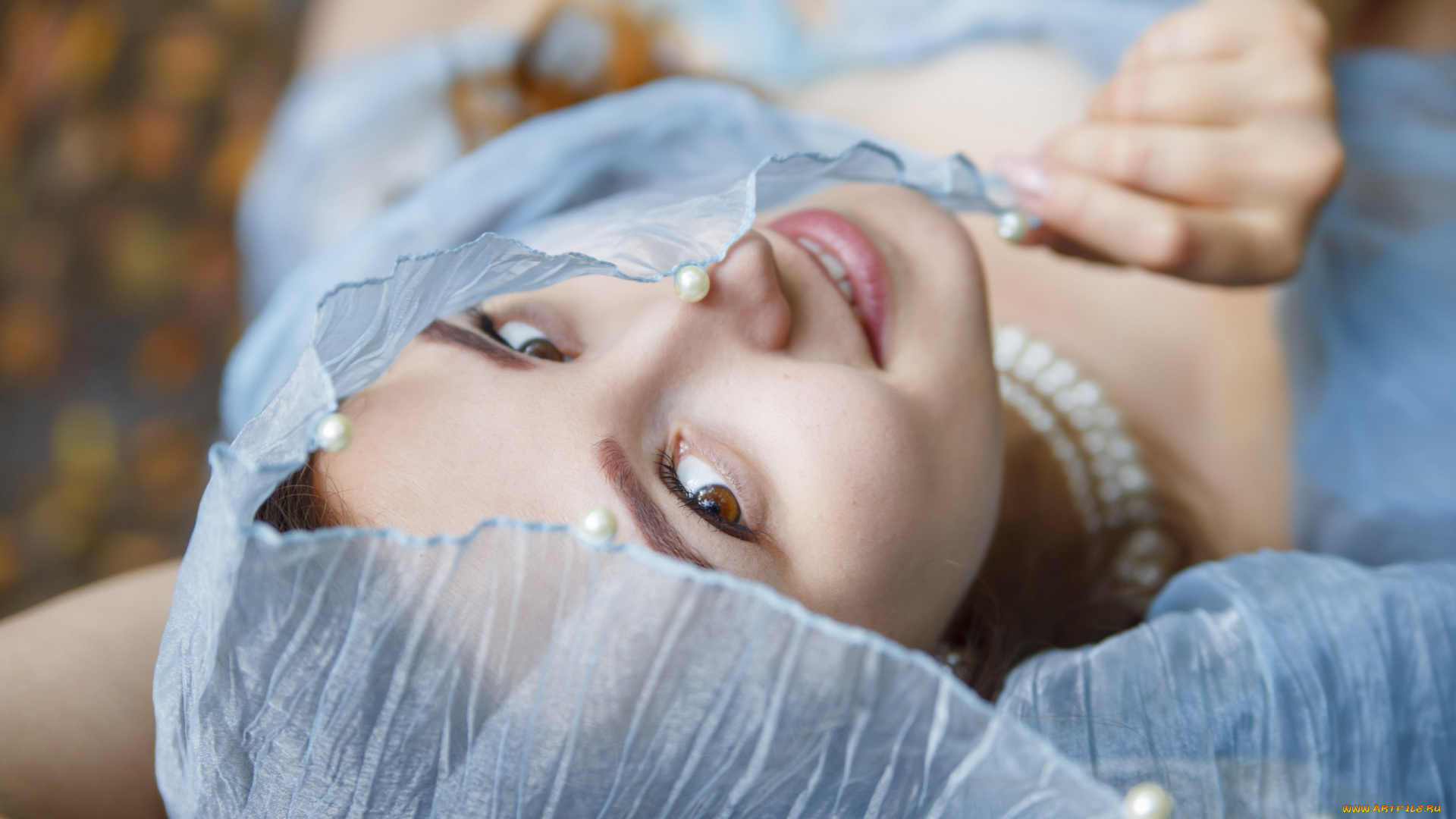 девушки, -, лица, , портреты, жемчуг