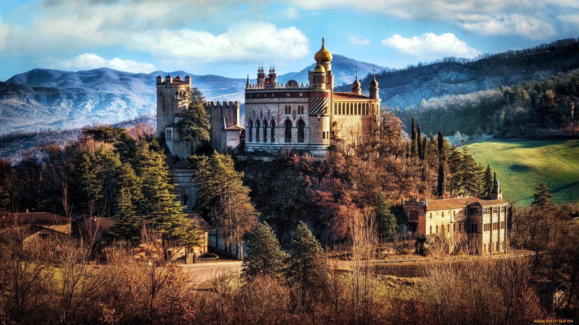 rocchetta, mattei, castle, bologna, italy, города, замки, италии, rocchetta, mattei, castle